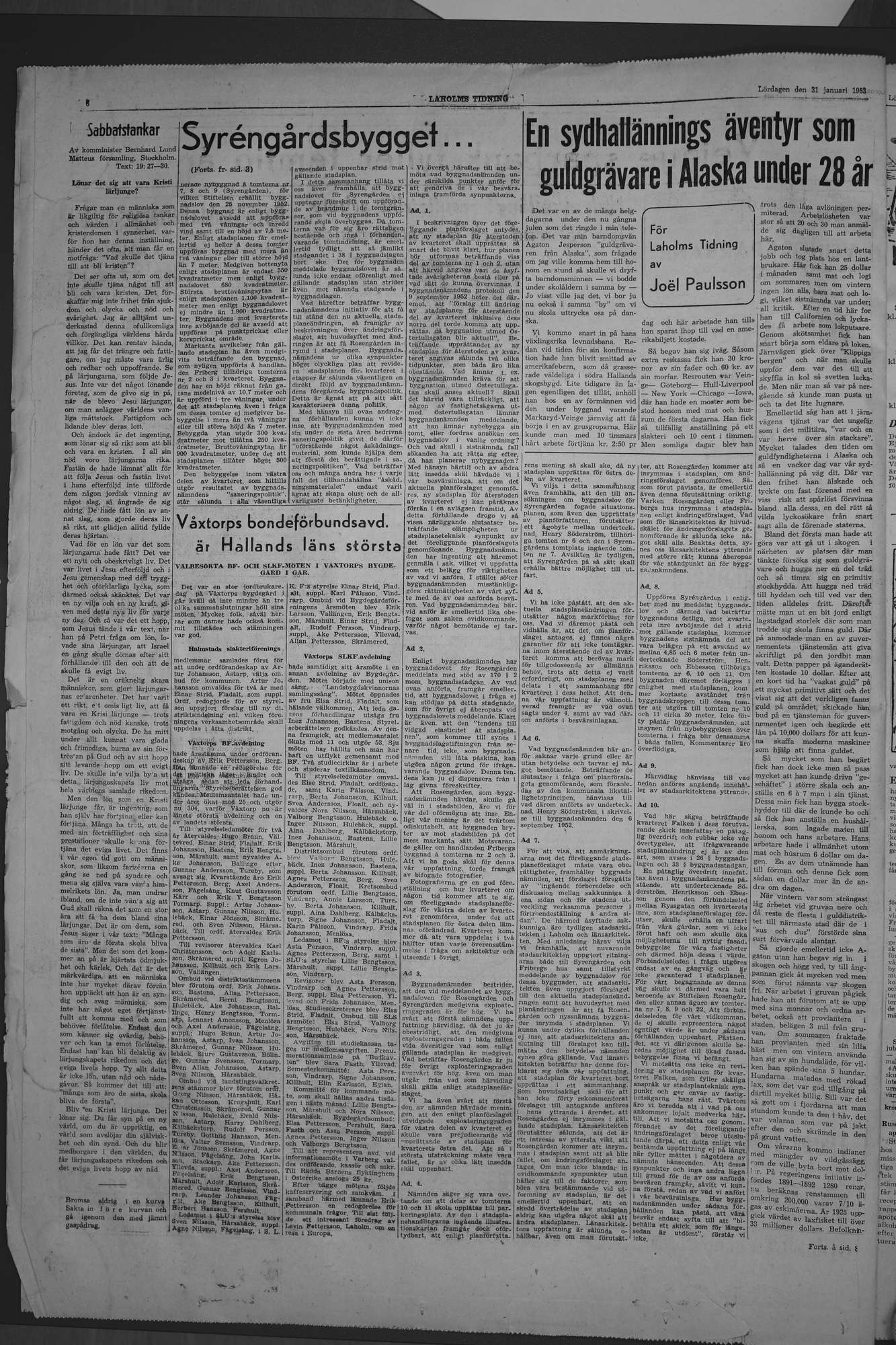 Laholms Tidning Lördag 31 januari 1953, sida 6