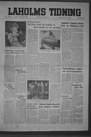 Förstasidan, Lördag 4 april 1953