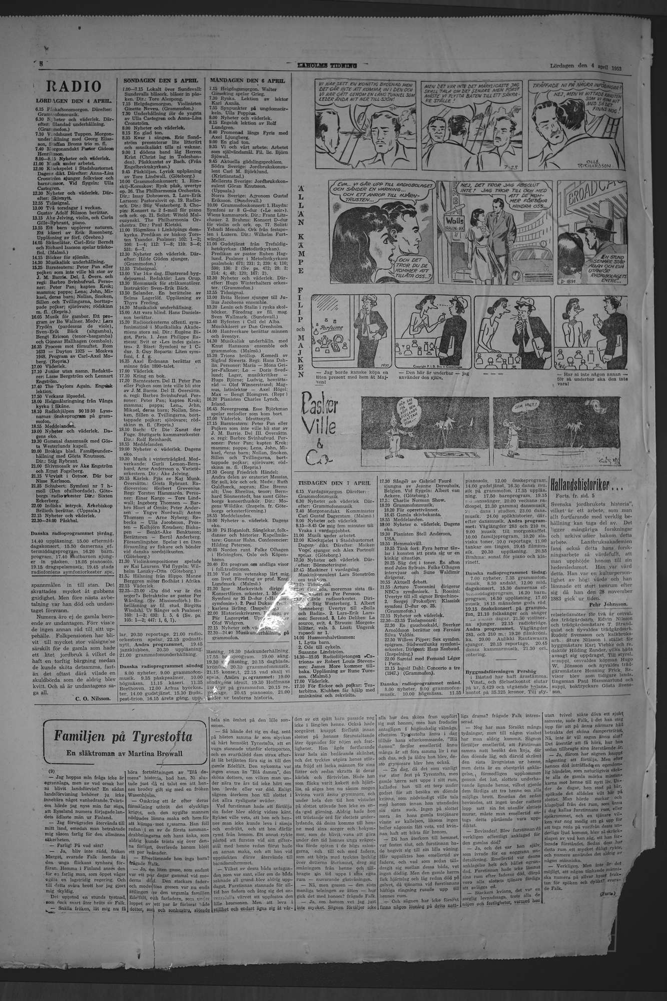 Laholms Tidning Lördag 4 april 1953, sida 8