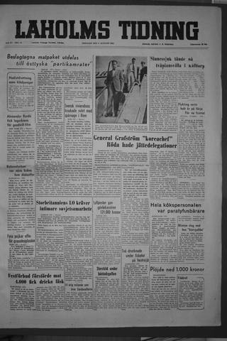 Förstasidan, Tisdag 4 augusti 1953