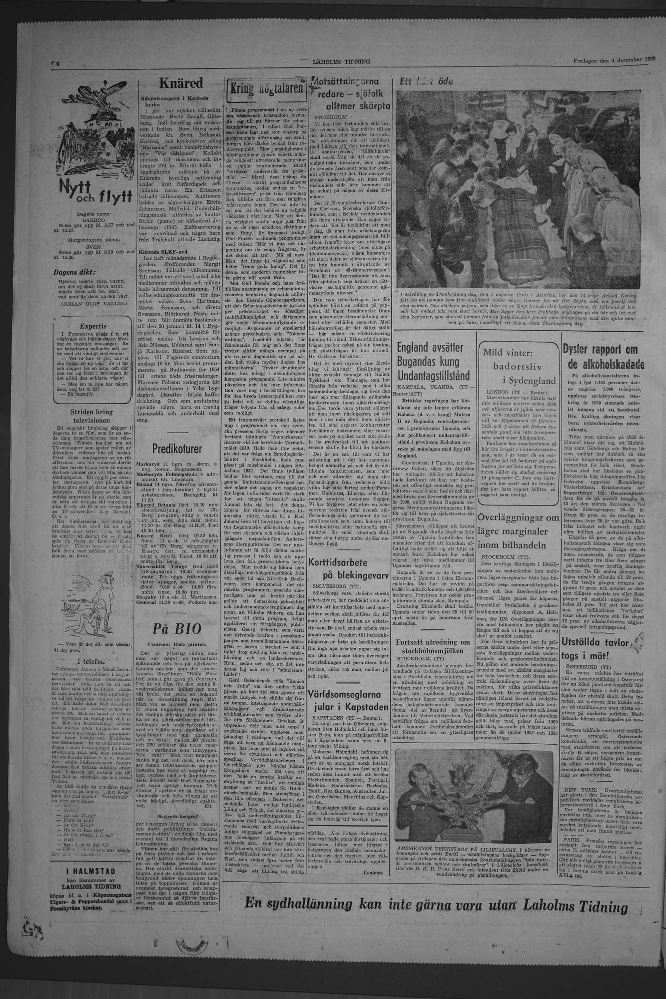 Laholms Tidning Fredag 4 december 1953, sida 6