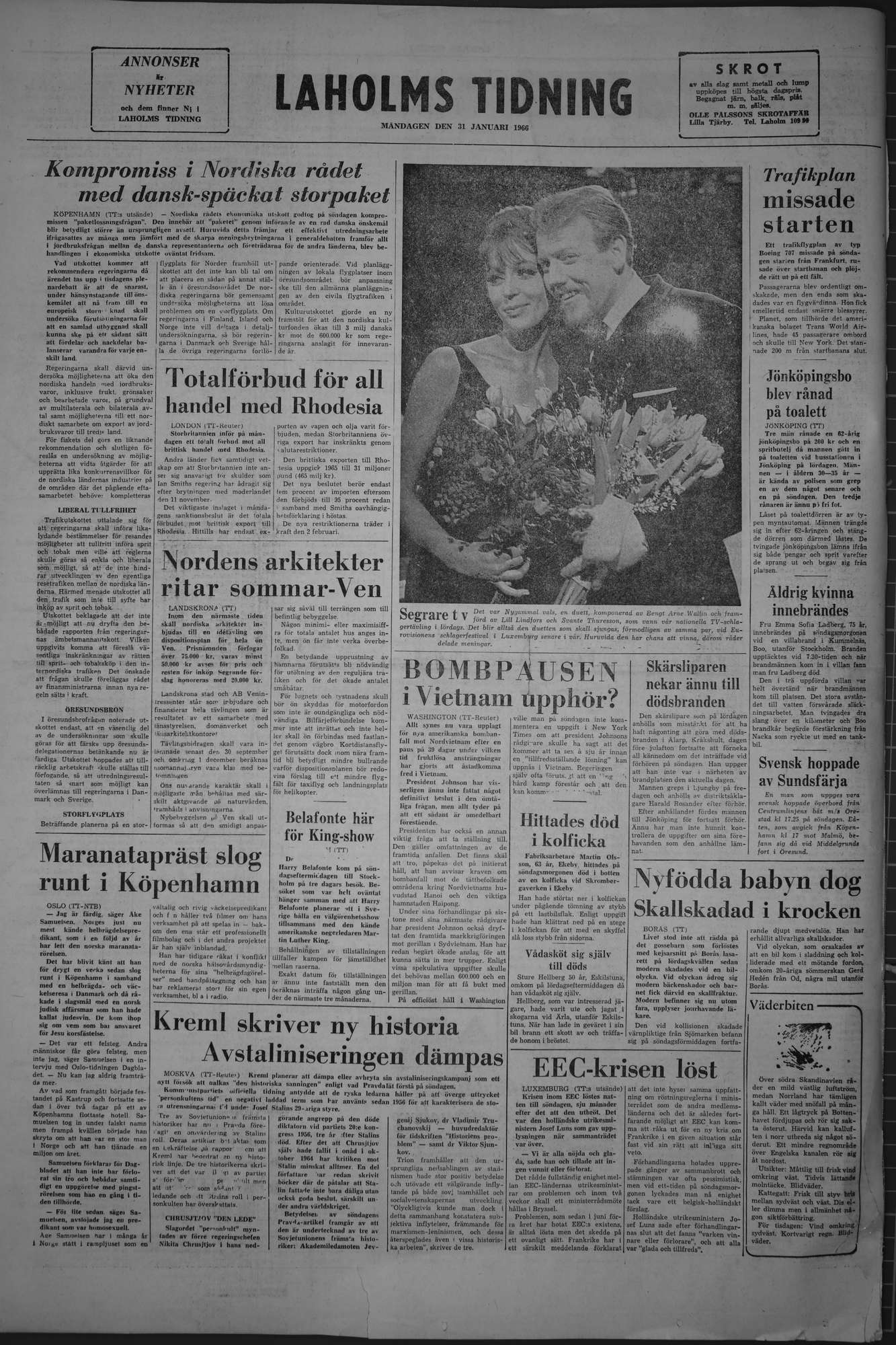 Laholms Tidning Måndag 31 januari 1966, sida 8