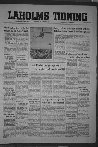 Förstasidan, Fredag 4 september 1953