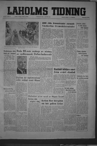 Förstasidan, Onsdag 5 augusti 1953