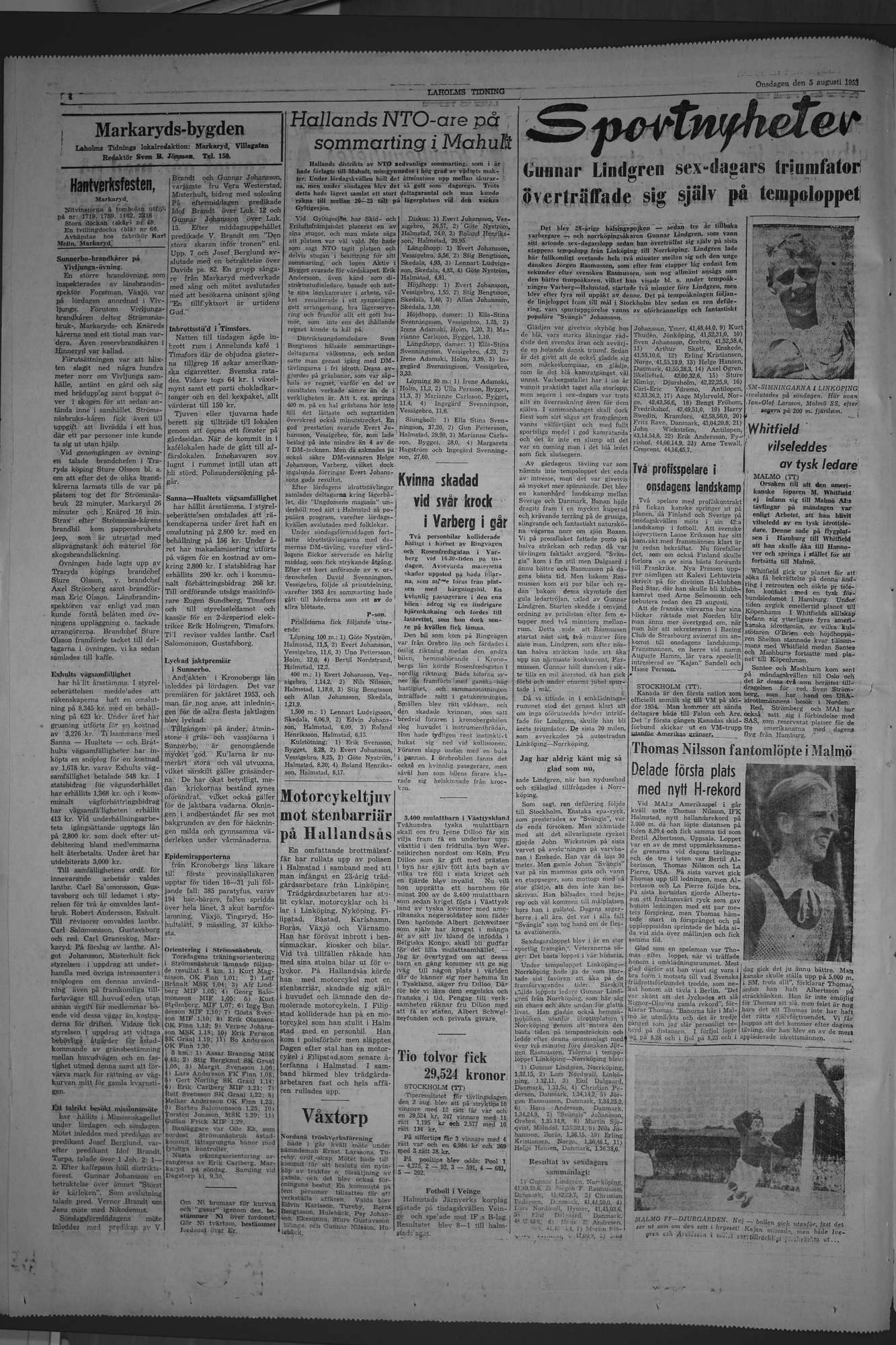 Laholms Tidning Onsdag 5 augusti 1953, sida 4