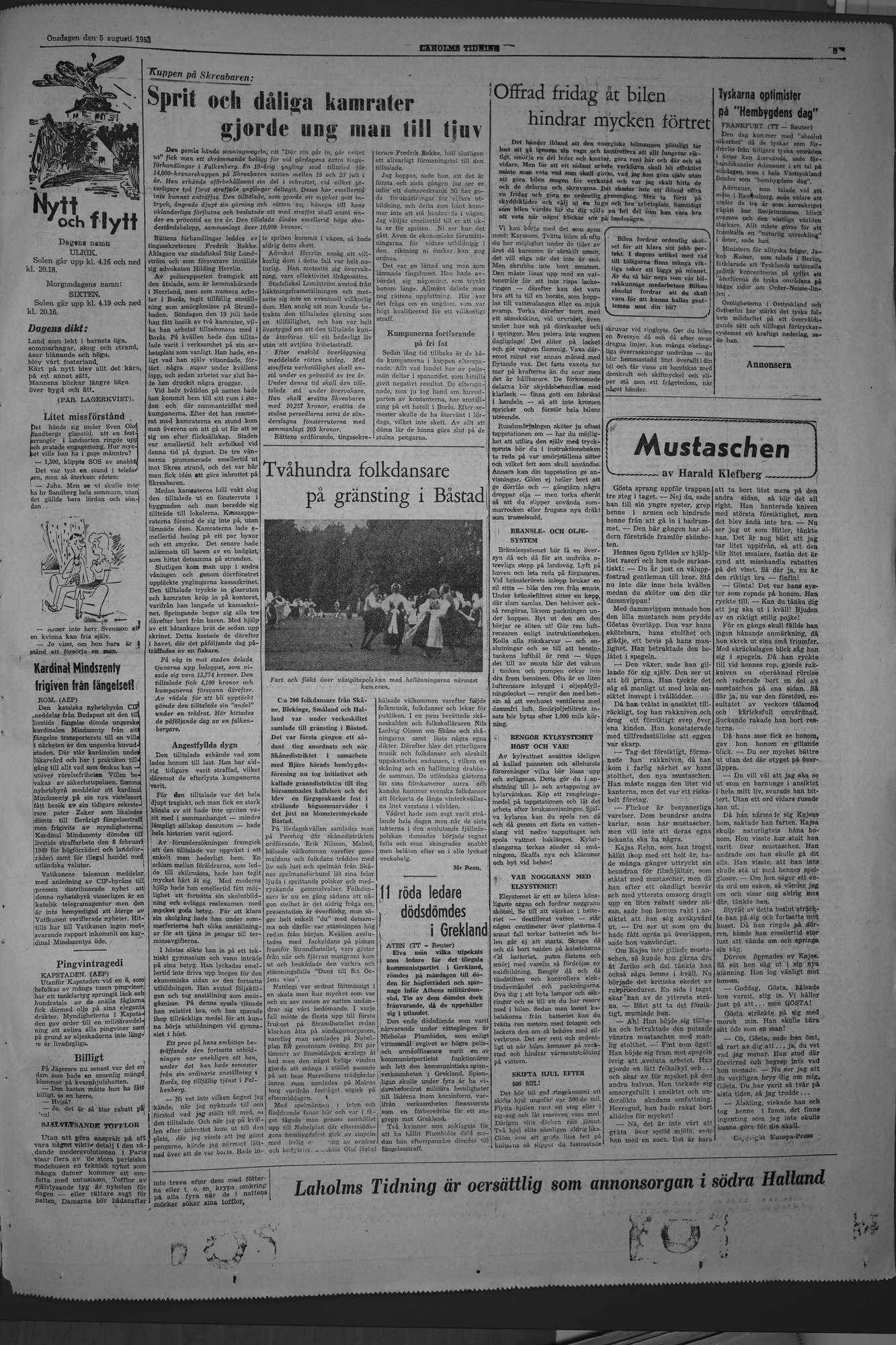 Laholms Tidning Onsdag 5 augusti 1953, sida 5