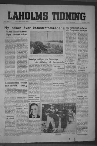 Förstasidan, Torsdag 5 februari 1953