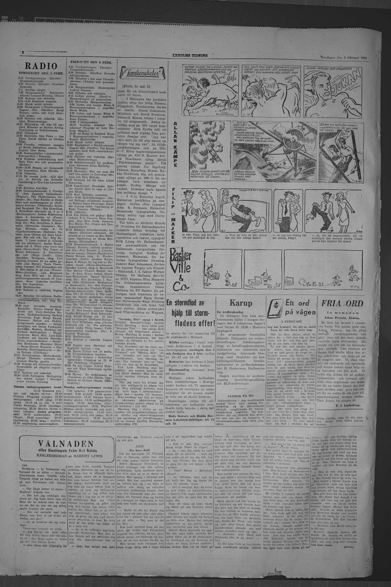 Laholms Tidning Torsdag 5 februari 1953, sida 6