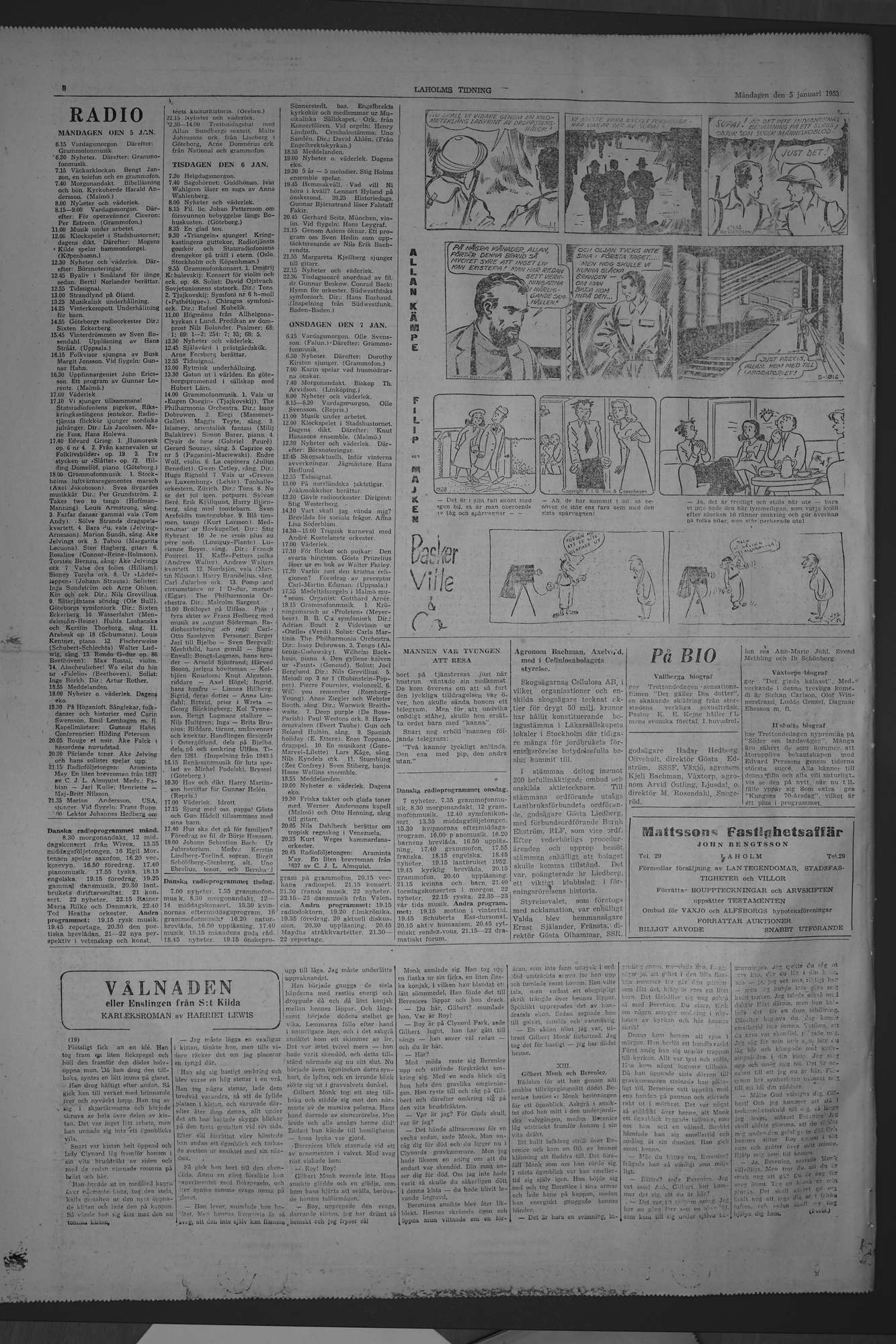 Laholms Tidning Måndag 5 januari 1953, sida 8