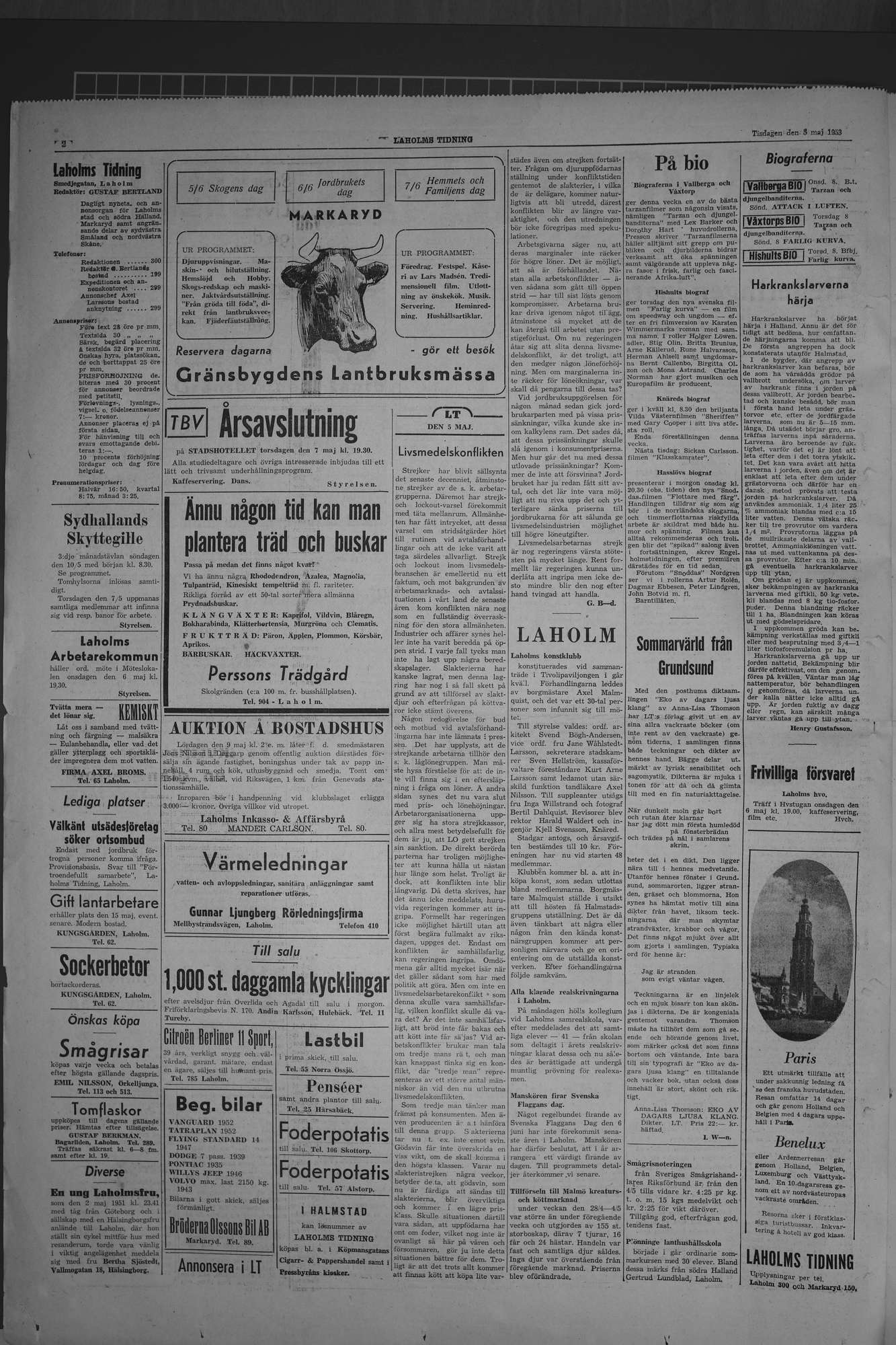 Laholms Tidning Tisdag 5 maj 1953, sida 2