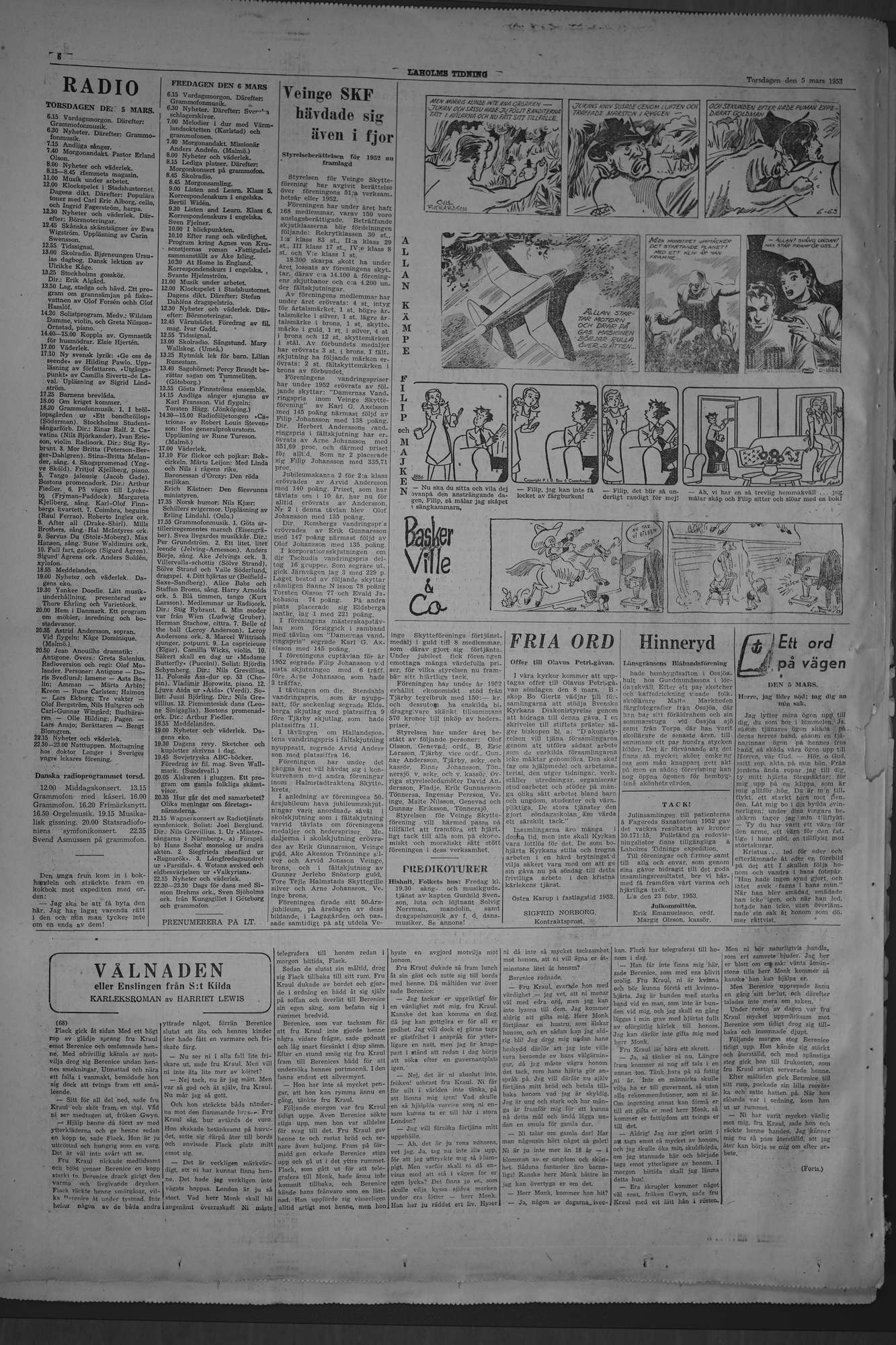 Laholms Tidning Torsdag 5 mars 1953, sida 6