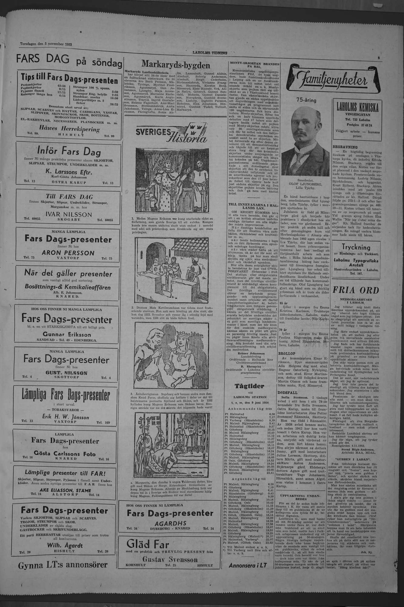 Laholms Tidning Torsdag 5 november 1953, sida 5