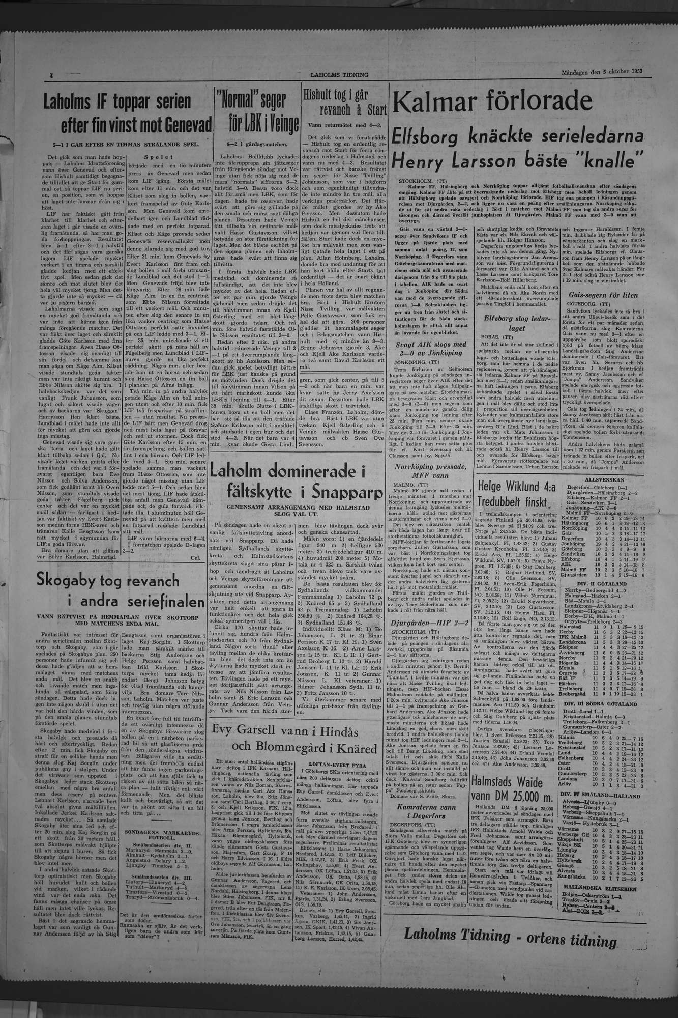 Laholms Tidning Måndag 5 oktober 1953, sida 4