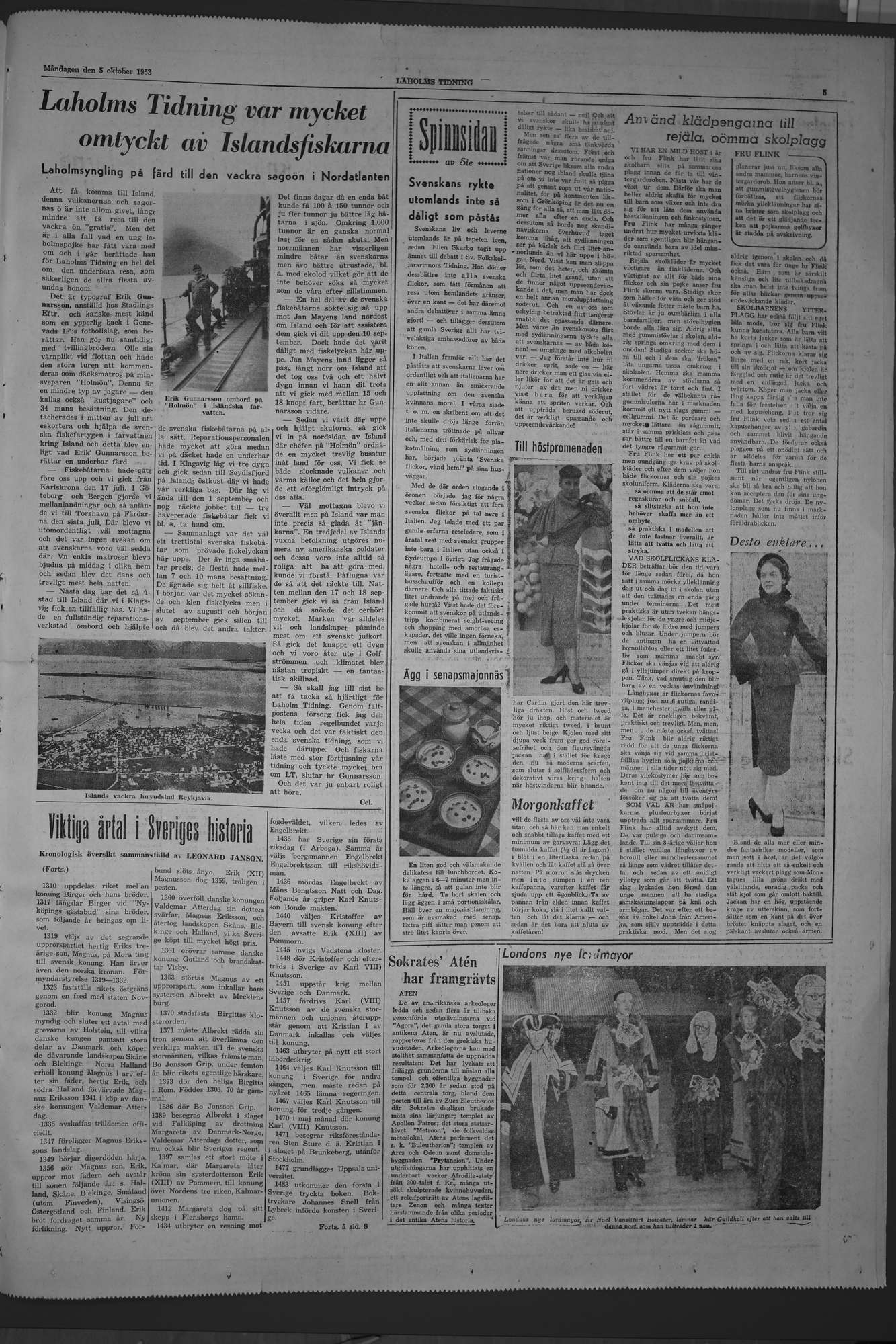 Laholms Tidning Måndag 5 oktober 1953, sida 5