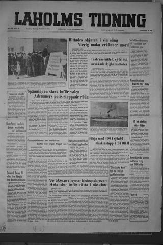 Förstasidan, Lördag 5 september 1953