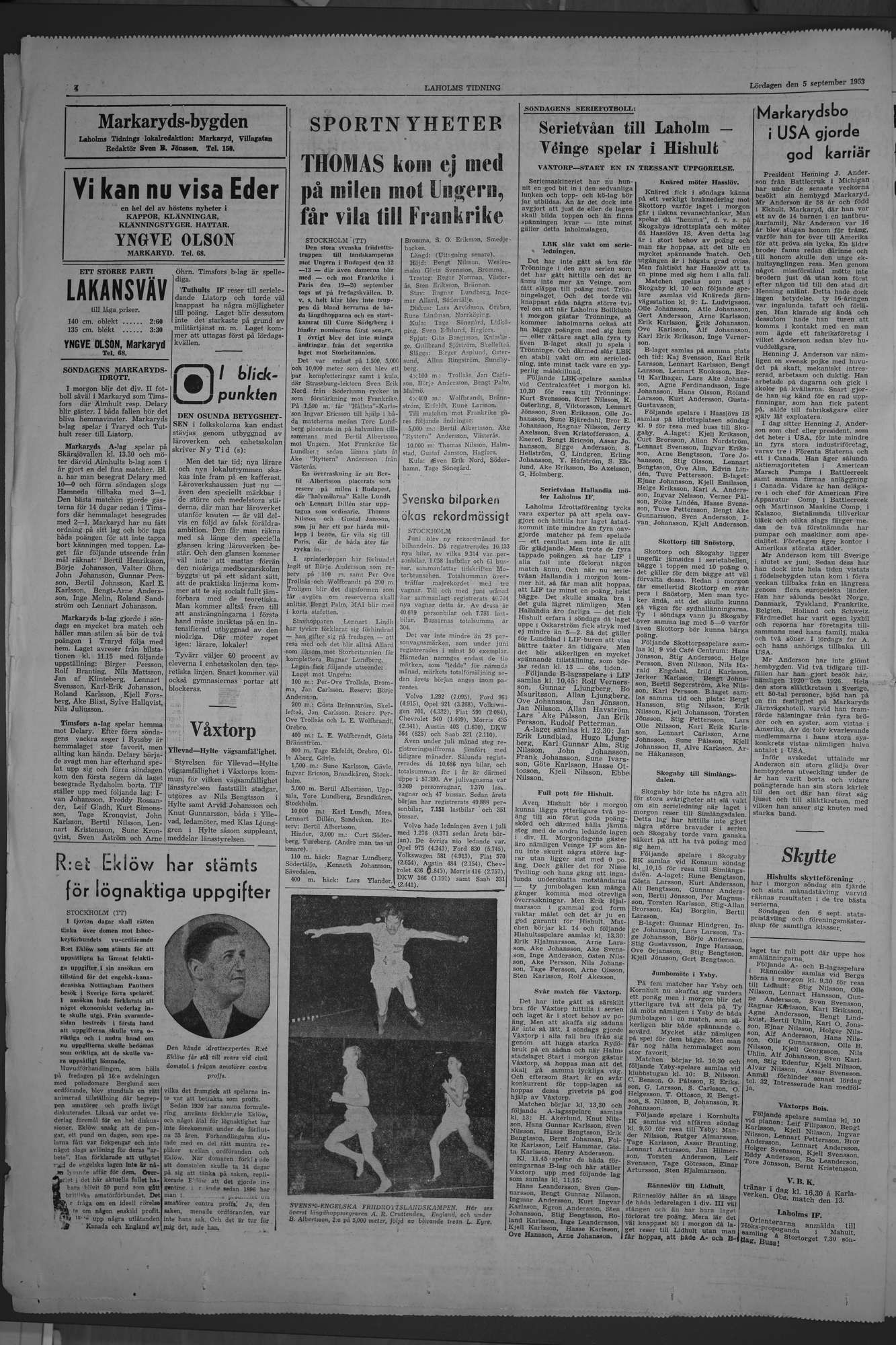 Laholms Tidning Lördag 5 september 1953, sida 4