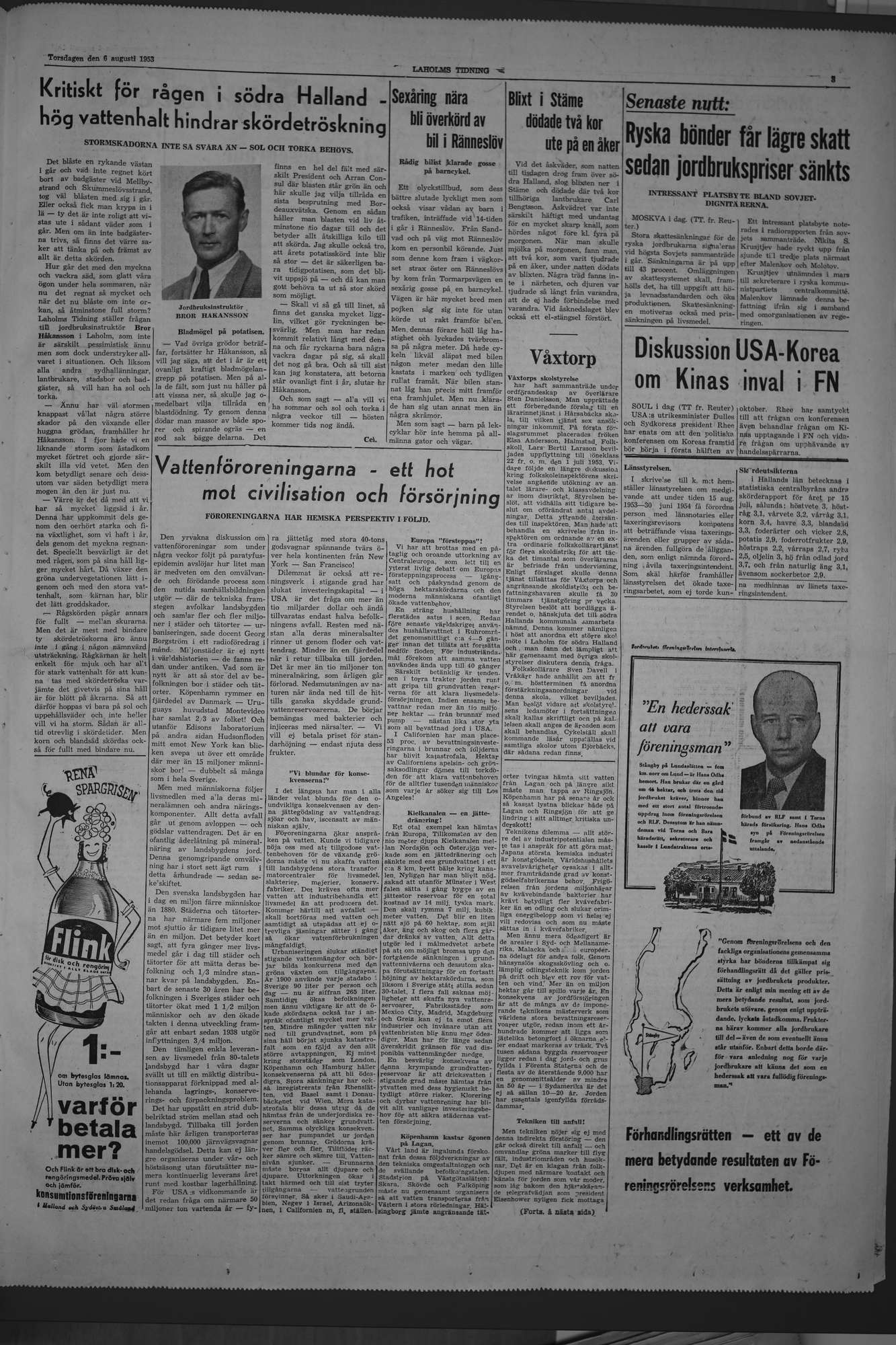 Laholms Tidning Torsdag 6 augusti 1953, sida 3