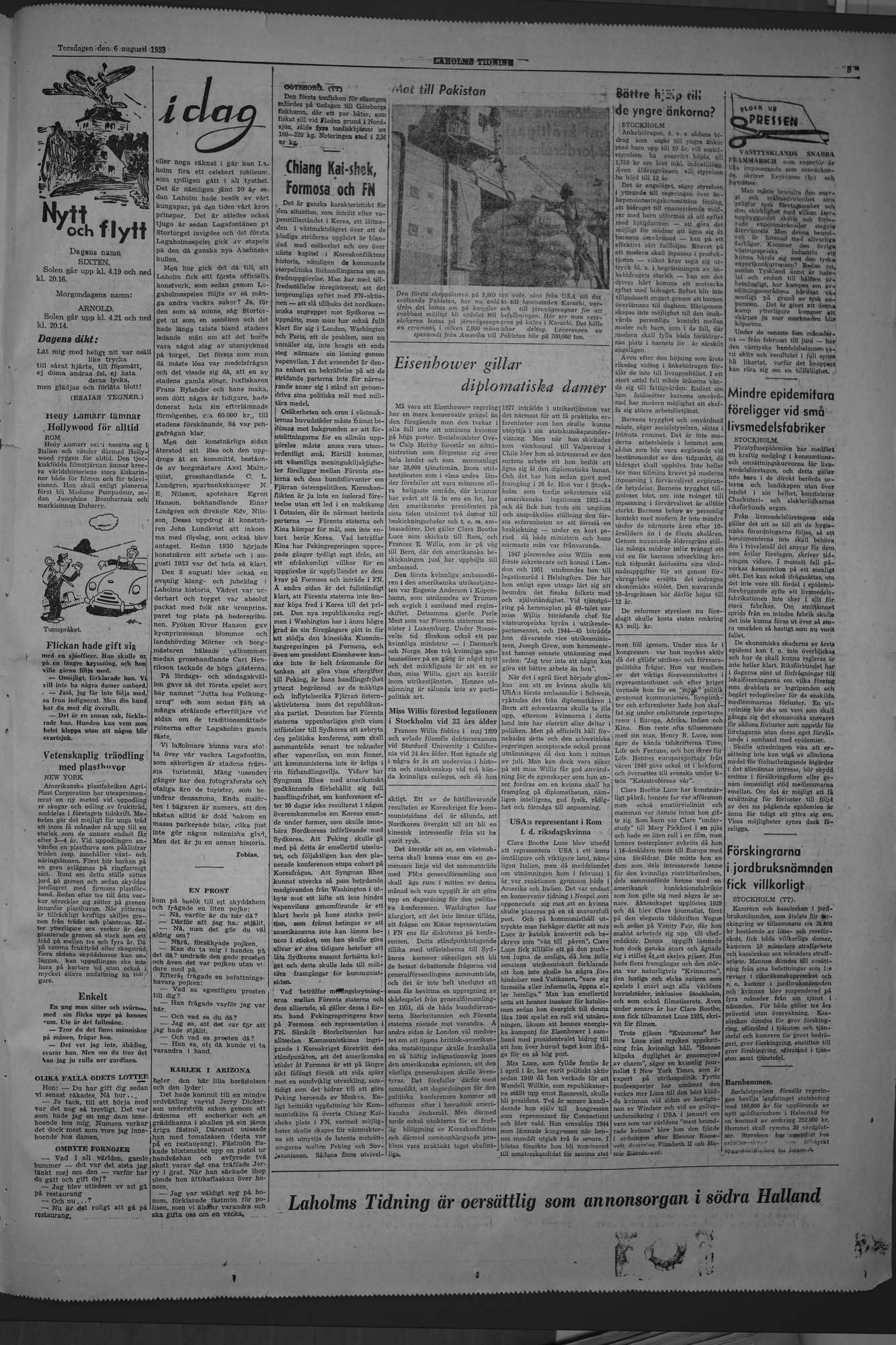 Laholms Tidning Torsdag 6 augusti 1953, sida 5