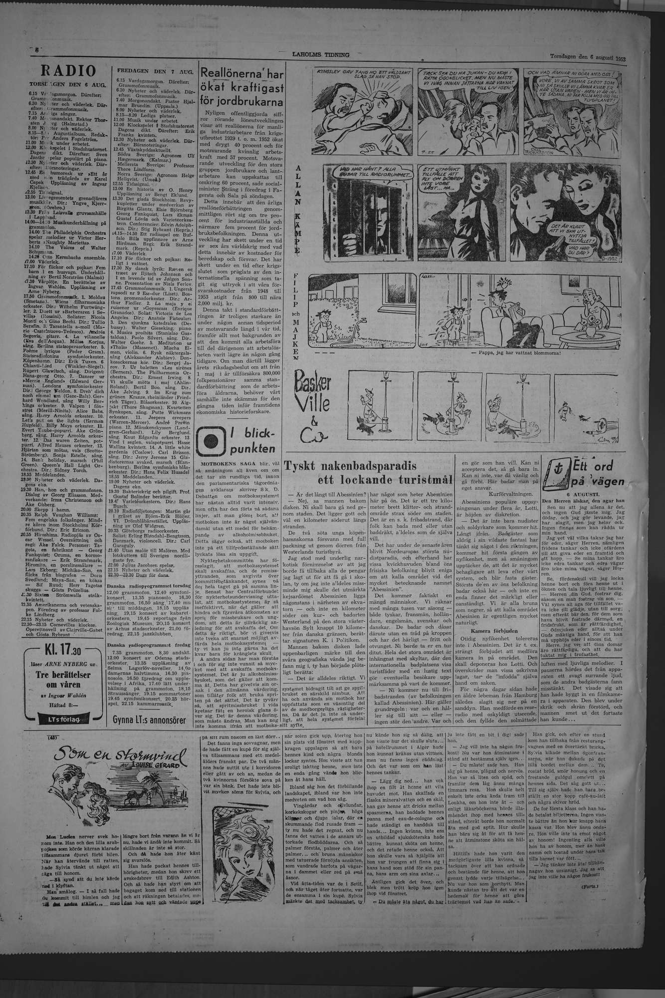 Laholms Tidning Torsdag 6 augusti 1953, sida 6