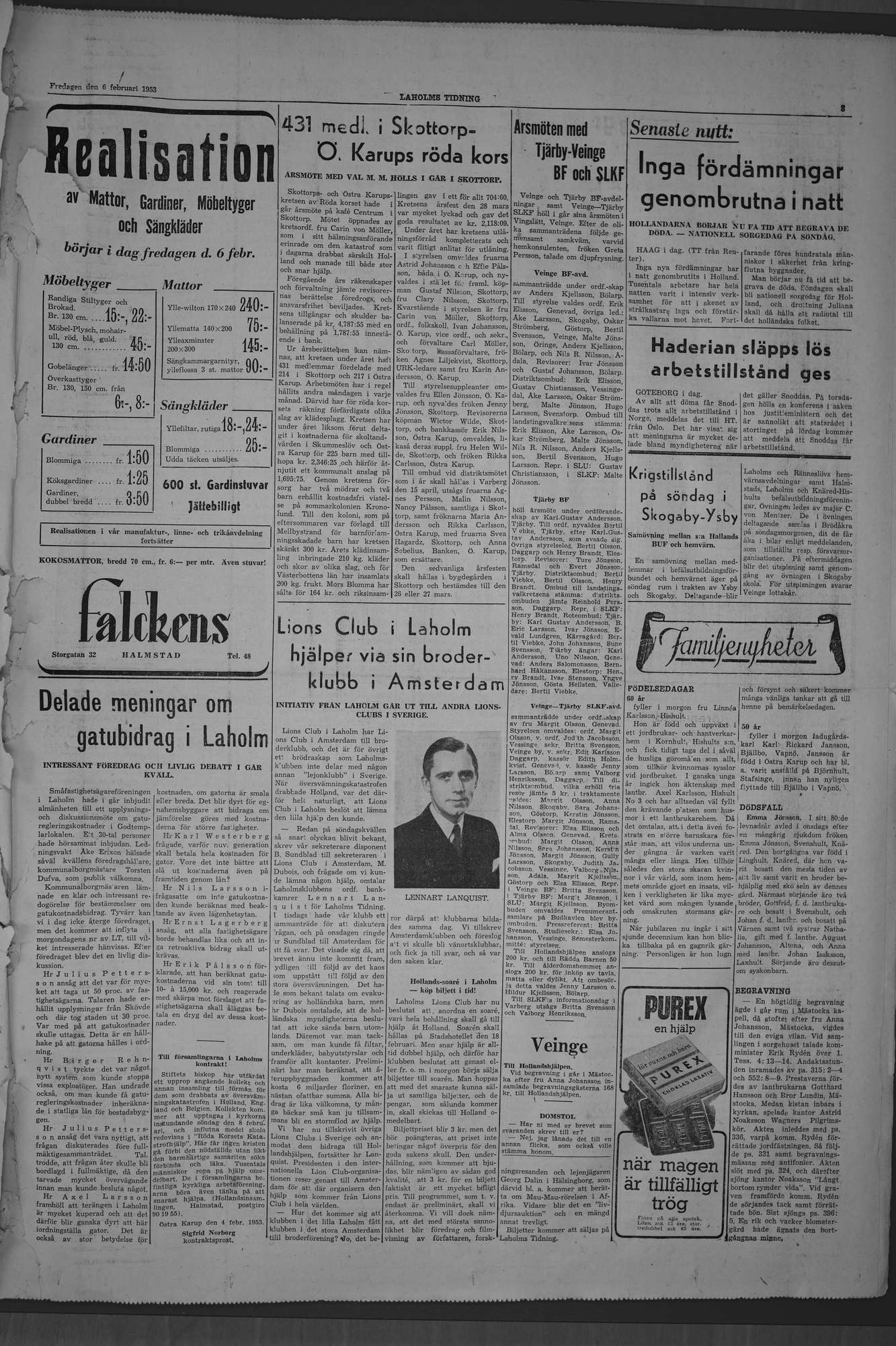 Laholms Tidning Fredag 6 februari 1953, sida 3