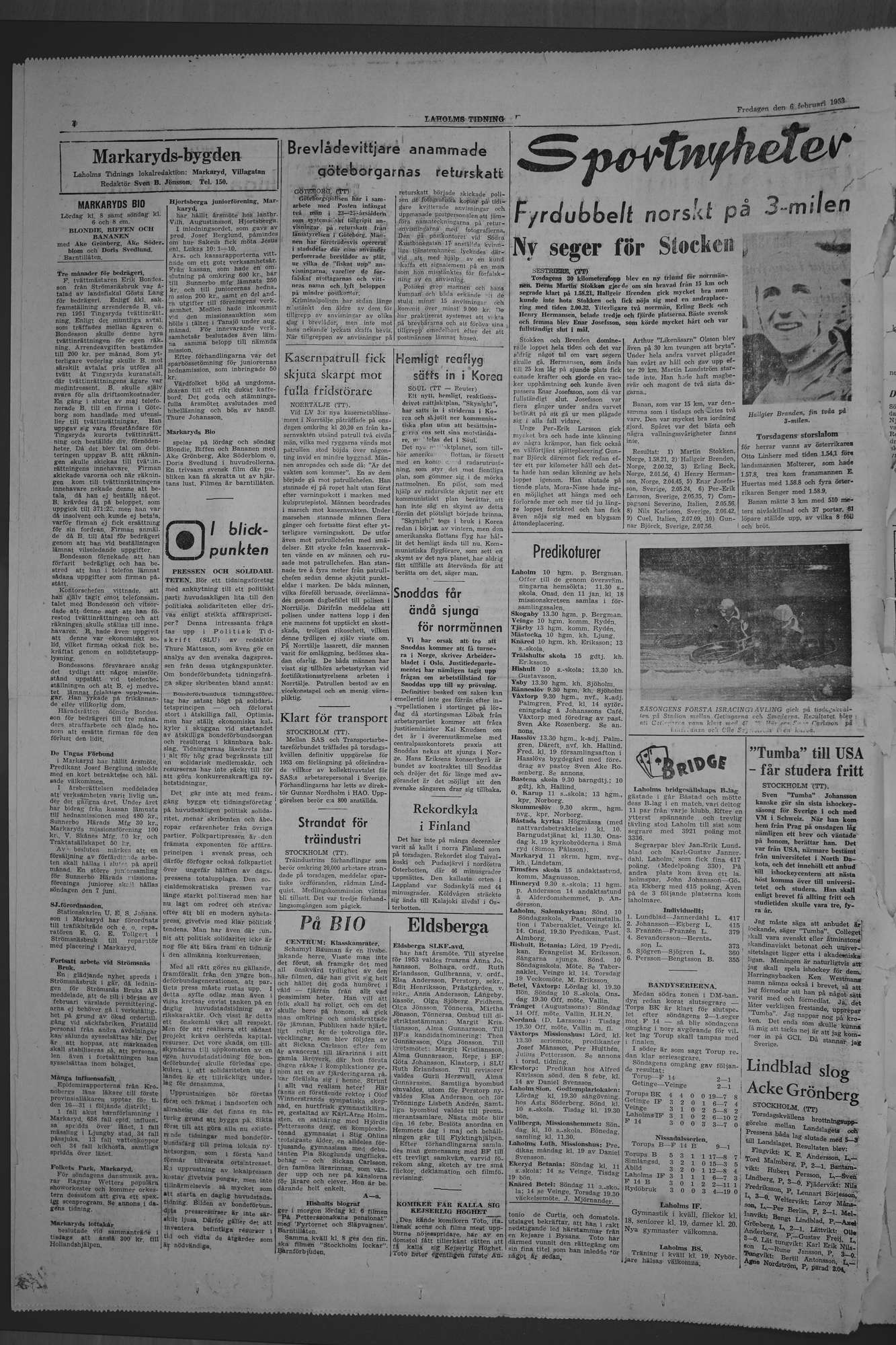 Laholms Tidning Fredag 6 februari 1953, sida 4