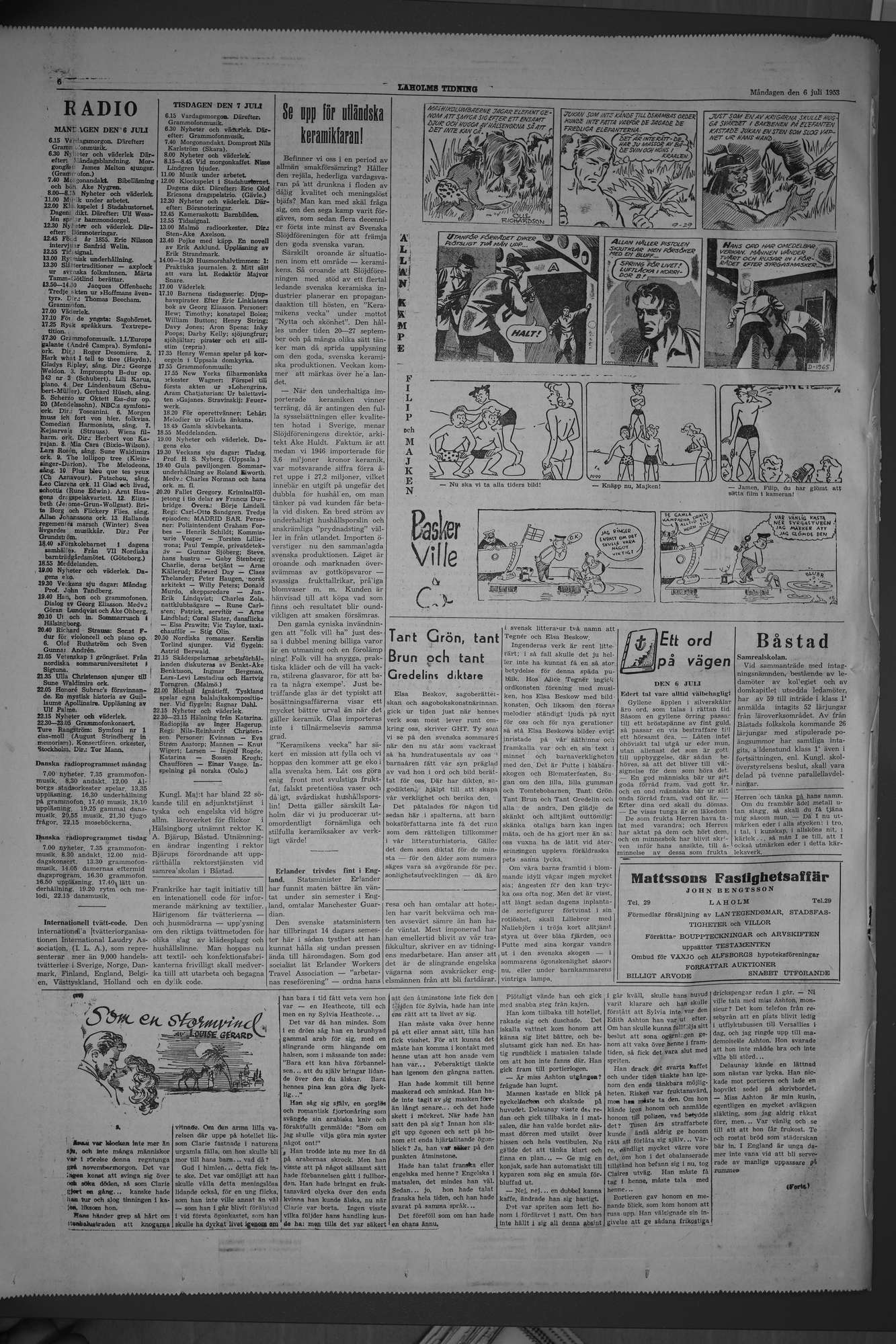 Laholms Tidning Måndag 6 juli 1953, sida 6