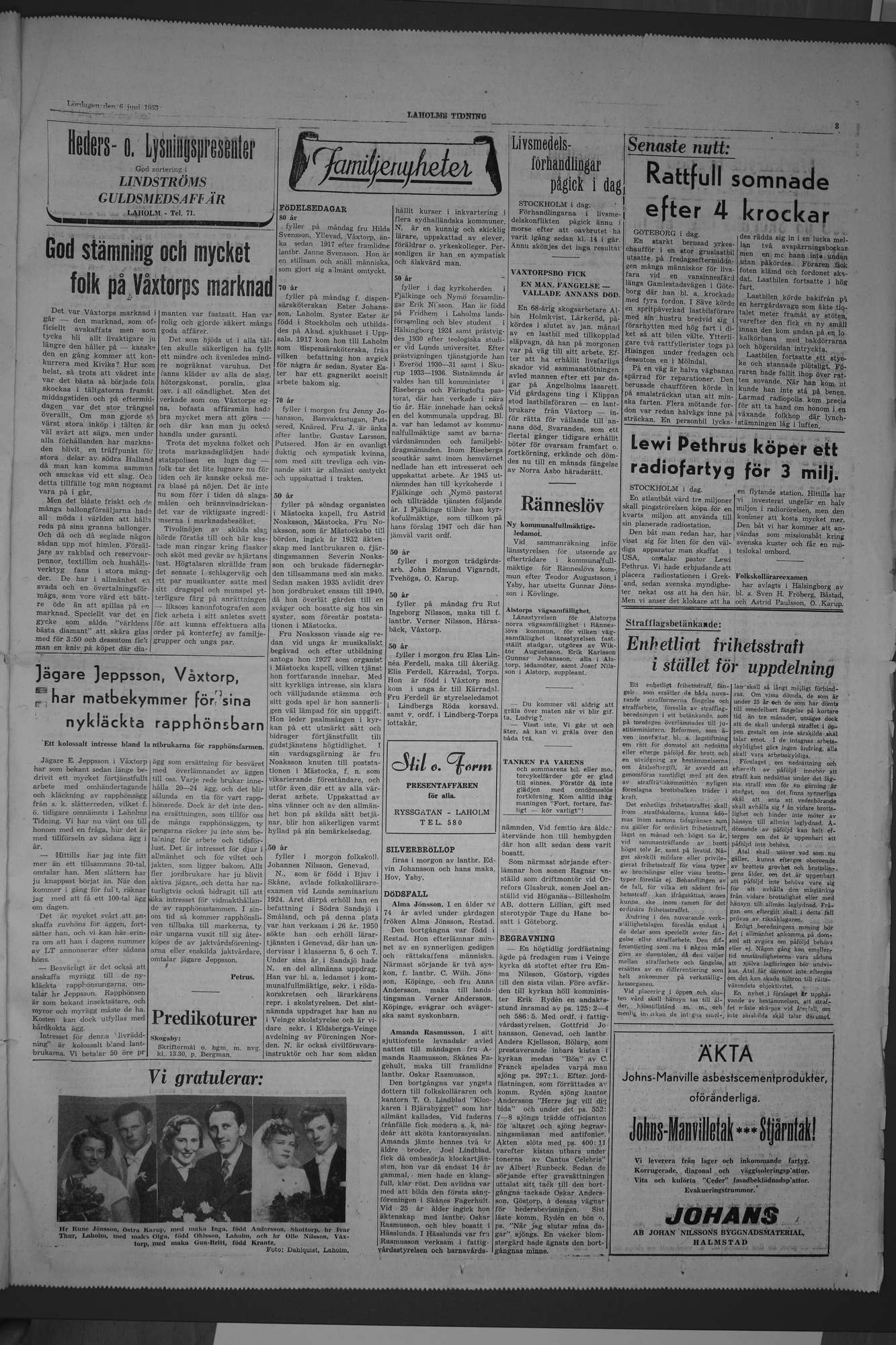 Laholms Tidning Lördag 6 juni 1953, sida 3