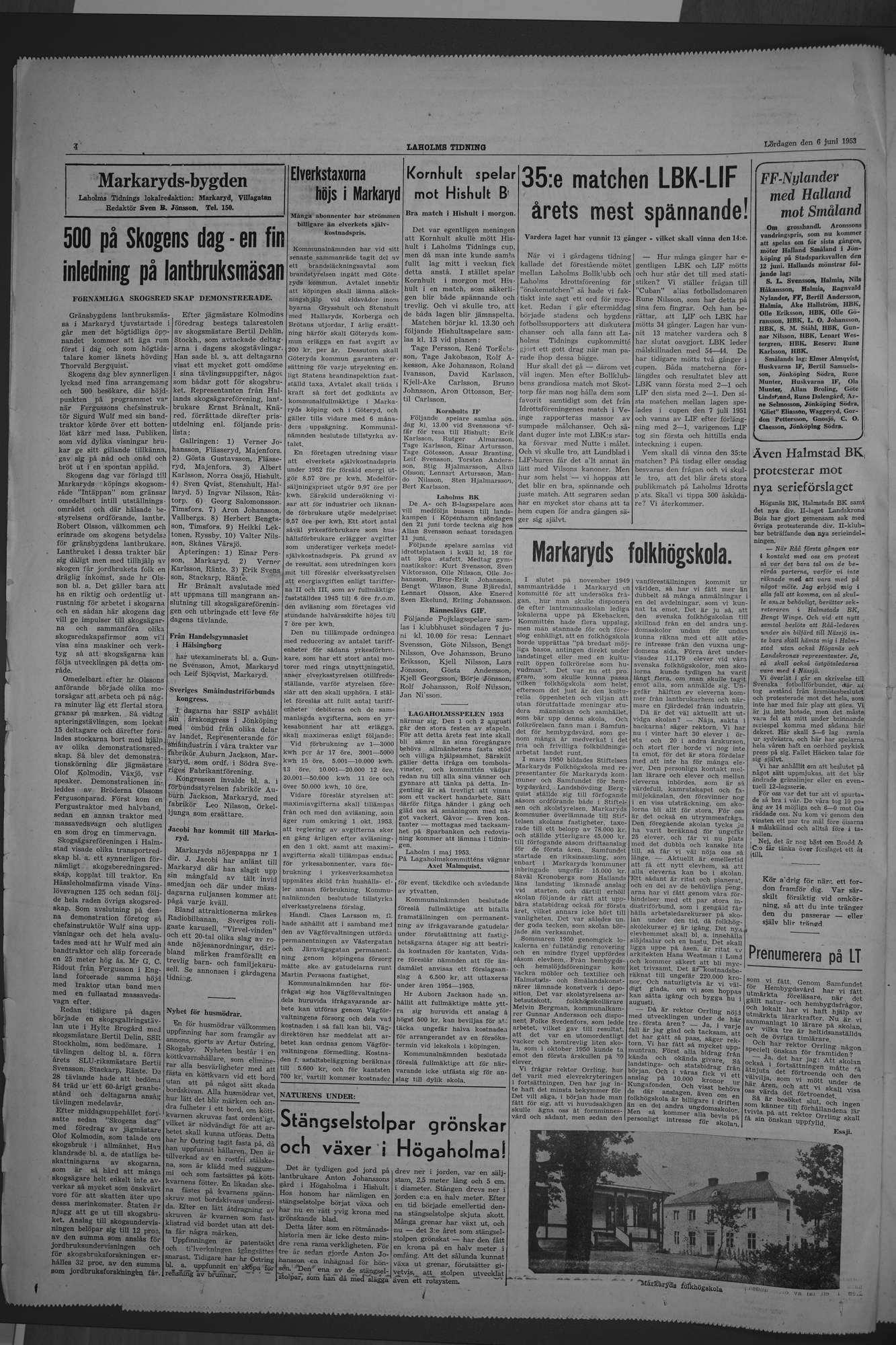 Laholms Tidning Lördag 6 juni 1953, sida 4