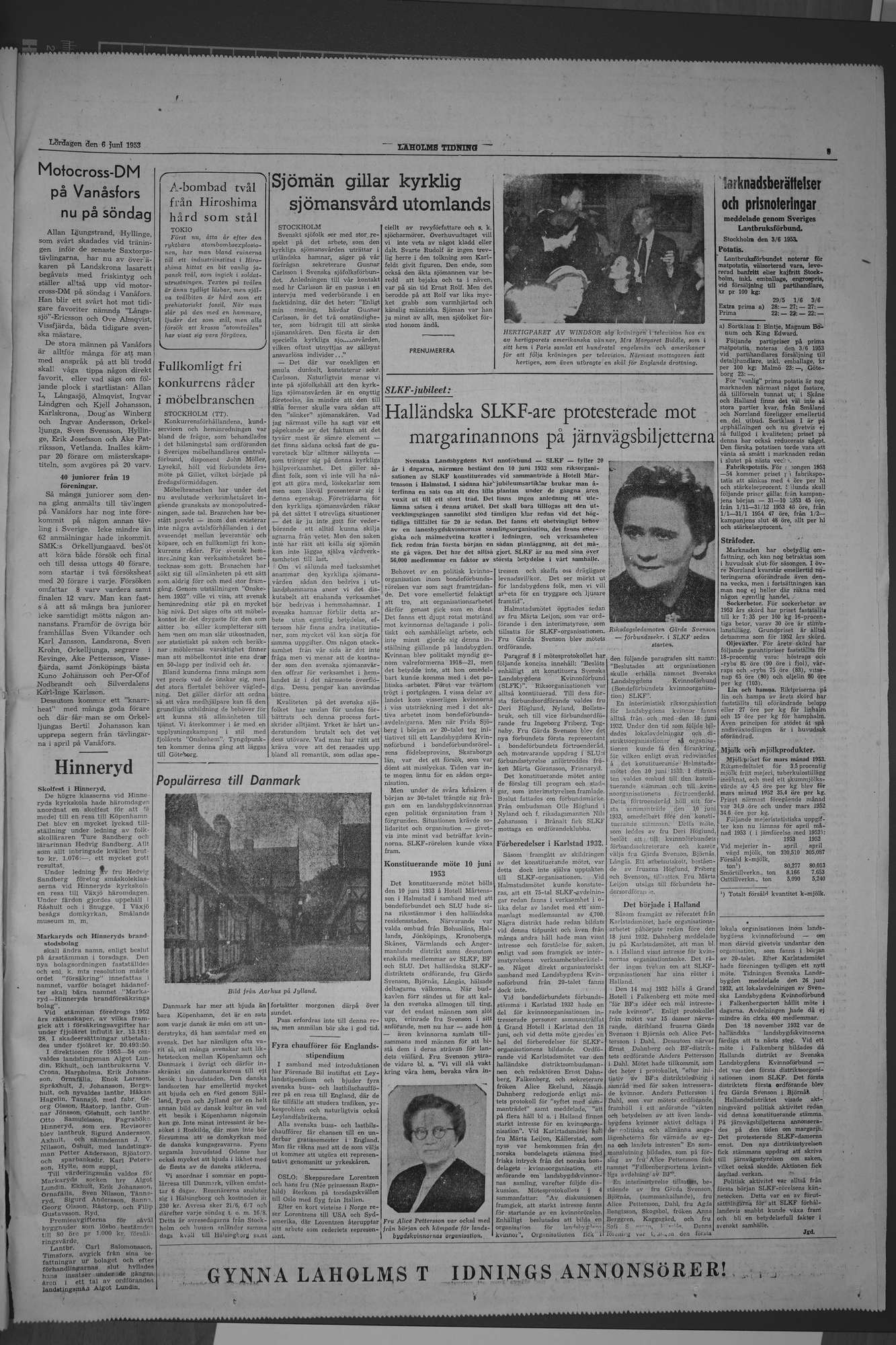 Laholms Tidning Lördag 6 juni 1953, sida 5