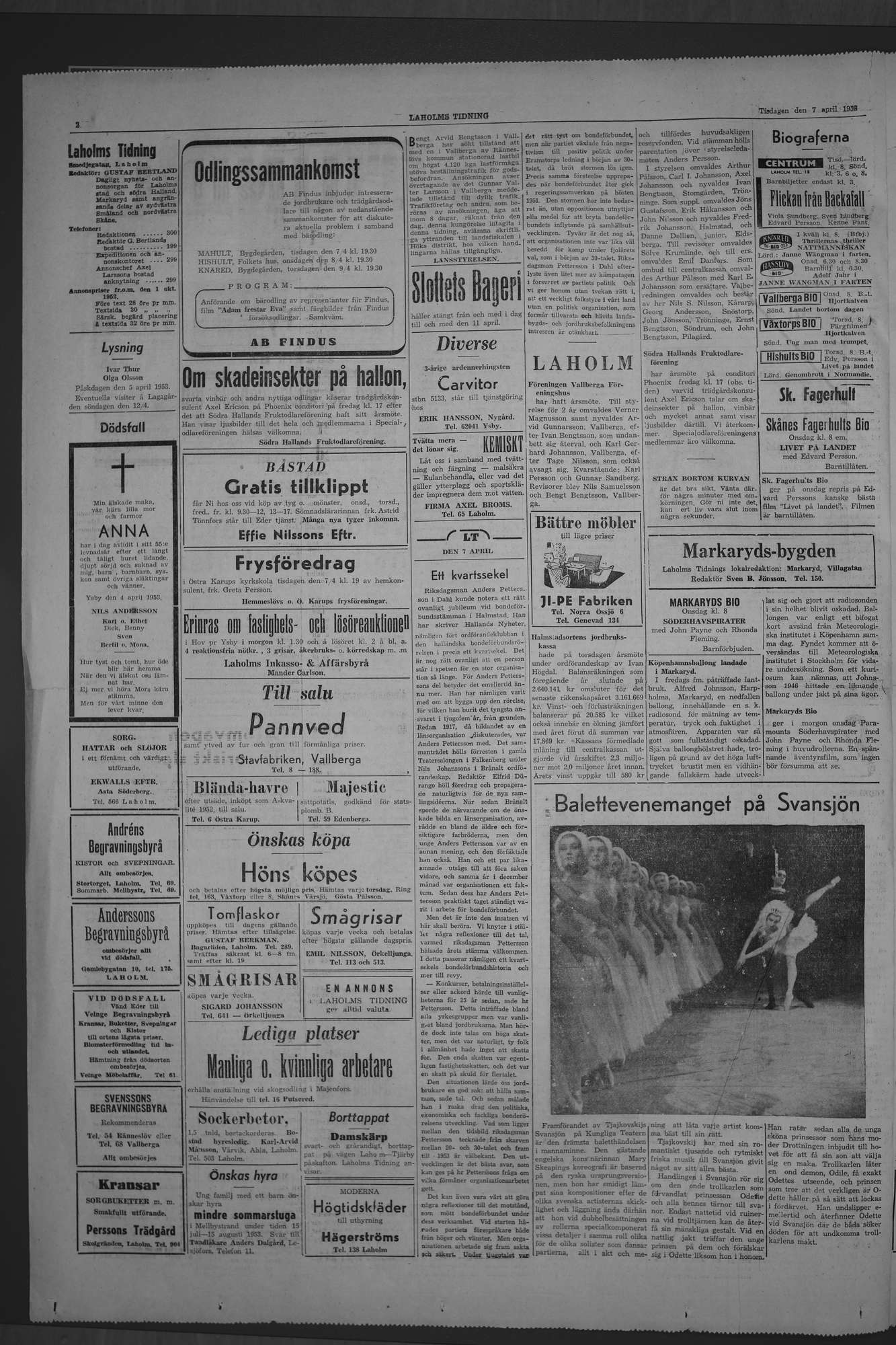 Laholms Tidning Tisdag 7 april 1953, sida 2