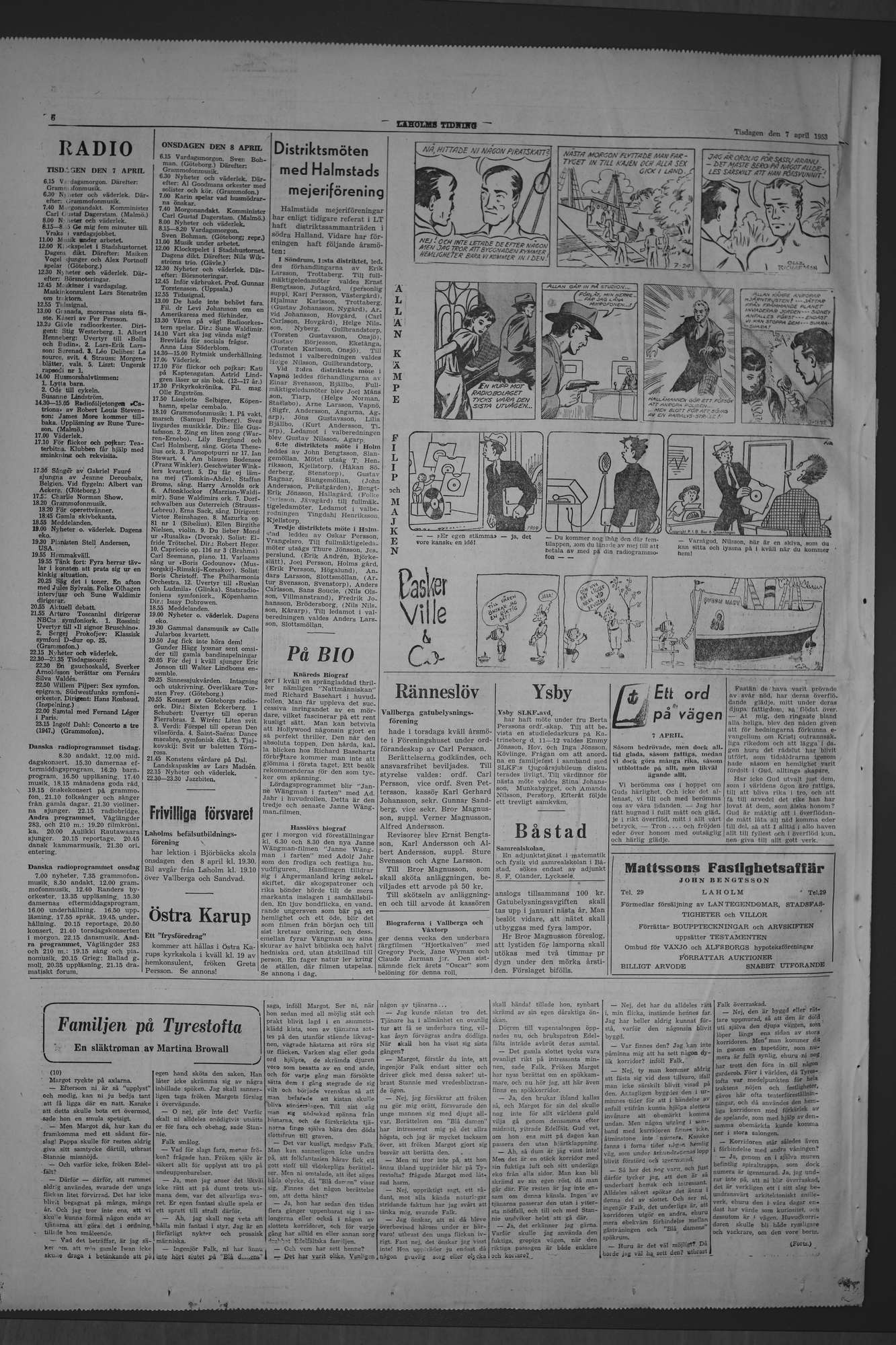 Laholms Tidning Tisdag 7 april 1953, sida 6