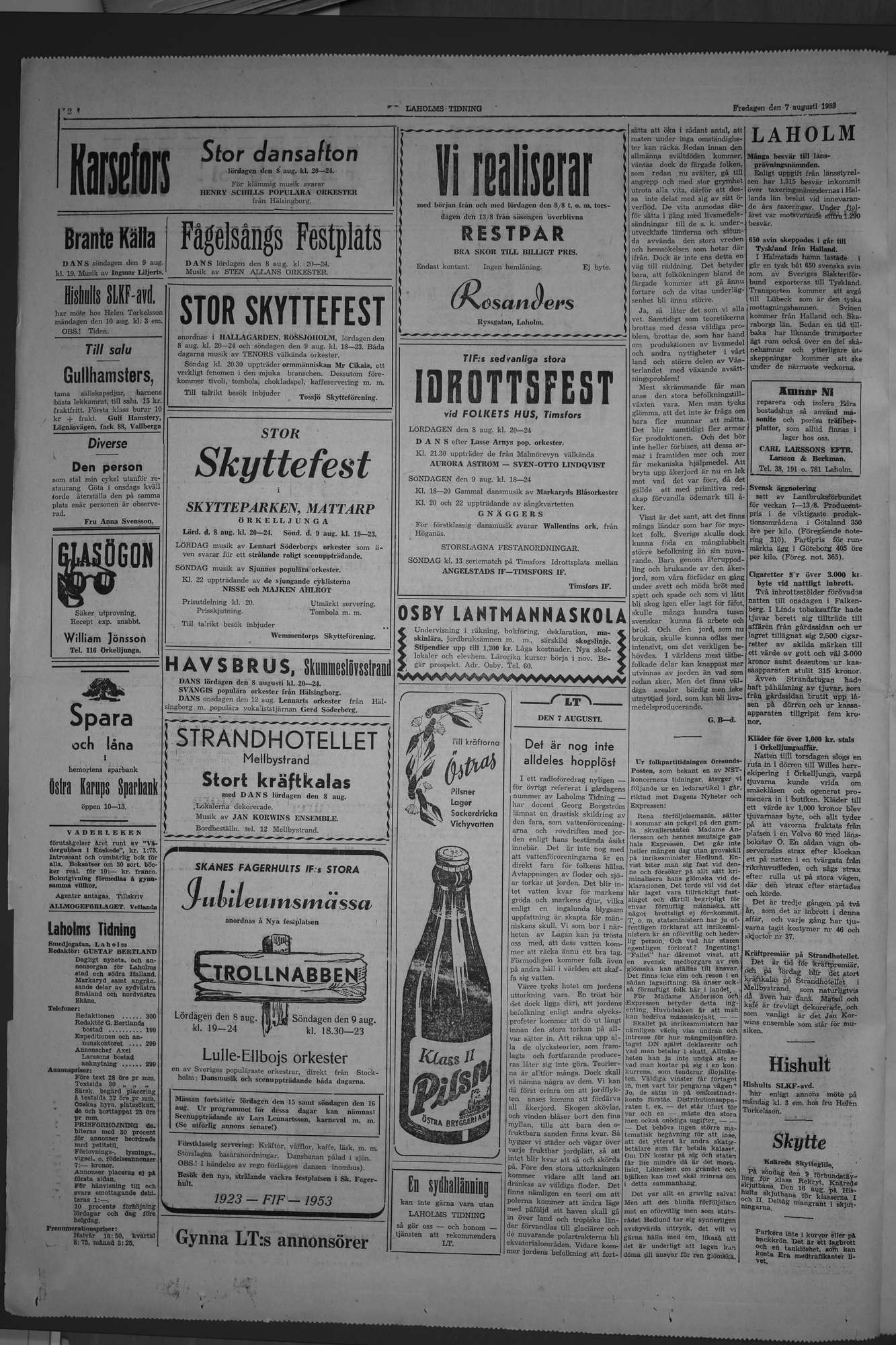 Laholms Tidning Fredag 7 augusti 1953, sida 2