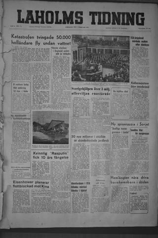 Förstasidan, Lördag 7 februari 1953