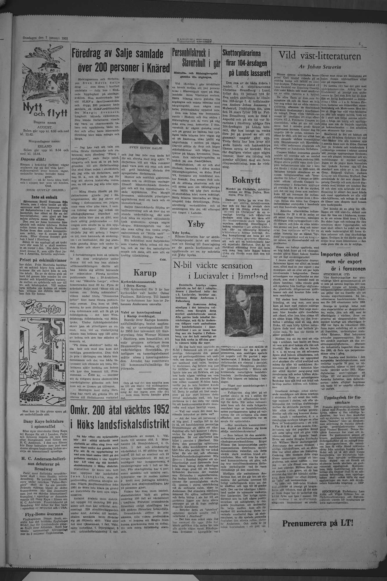 Laholms Tidning Onsdag 7 januari 1953, sida 5