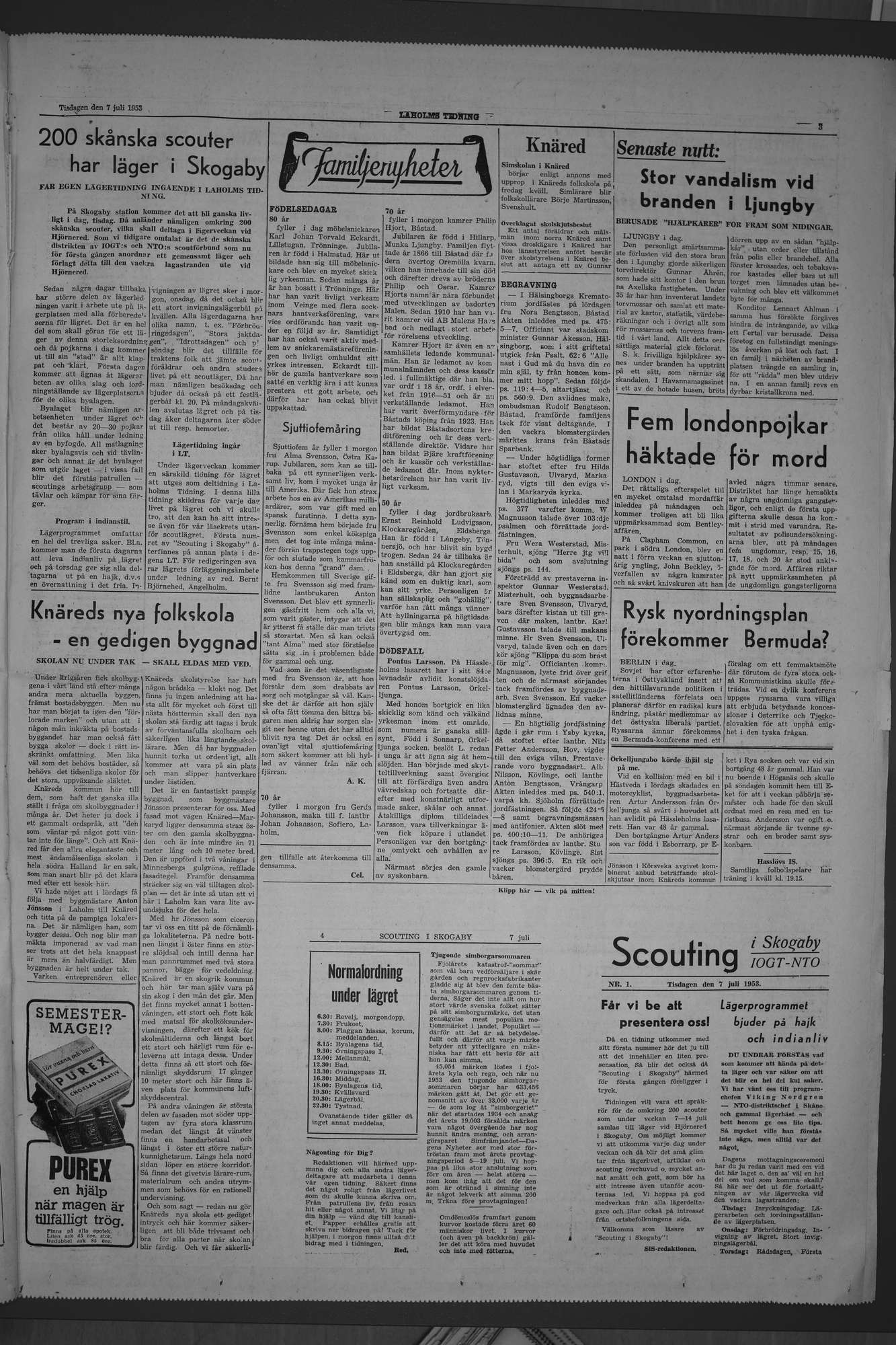 Laholms Tidning Tisdag 7 juli 1953, sida 3