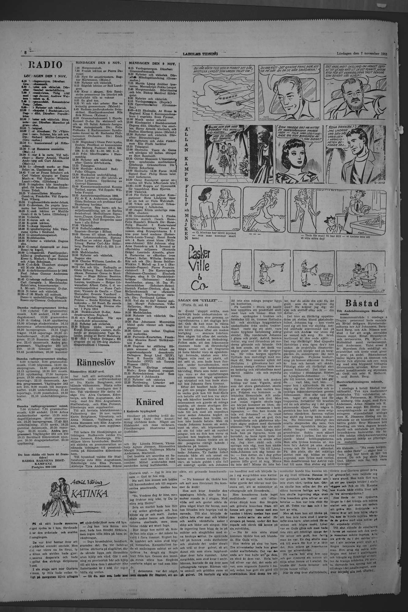 Laholms Tidning Lördag 7 november 1953, sida 8