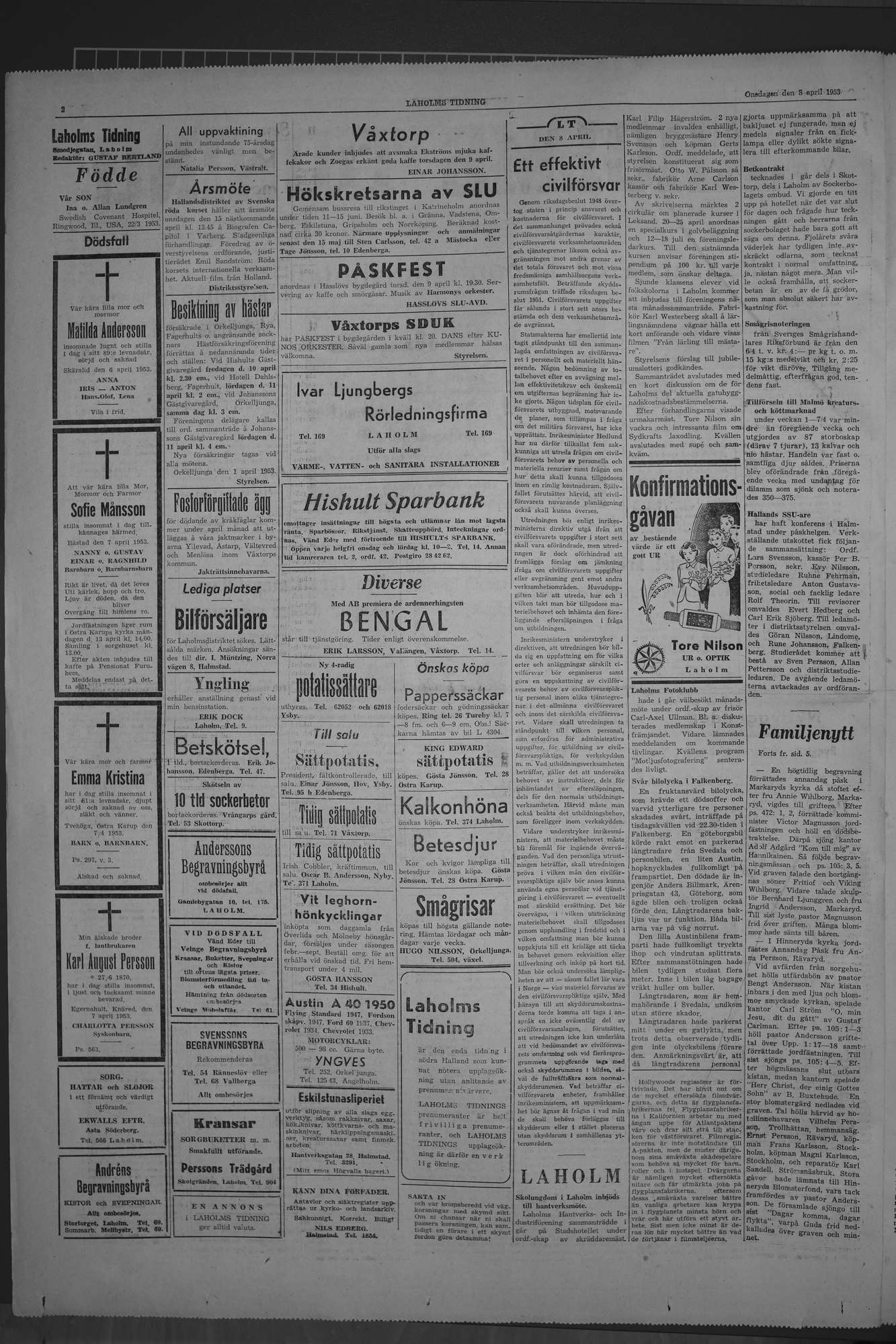 Laholms Tidning Onsdag 8 april 1953, sida 2