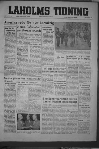 Förstasidan, Lördag 8 augusti 1953