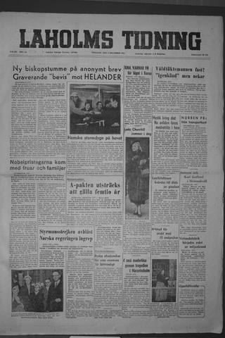 Förstasidan, Tisdag 8 december 1953