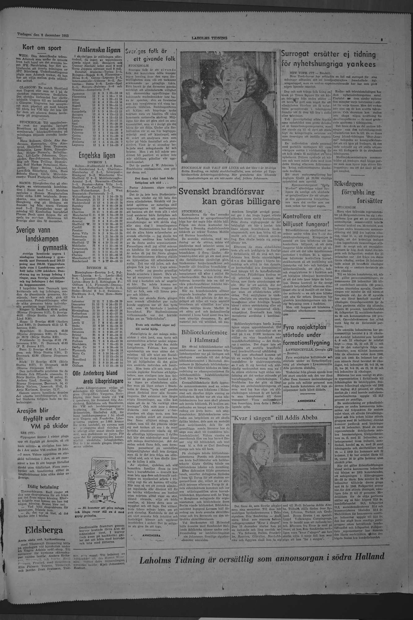 Laholms Tidning Tisdag 8 december 1953, sida 5