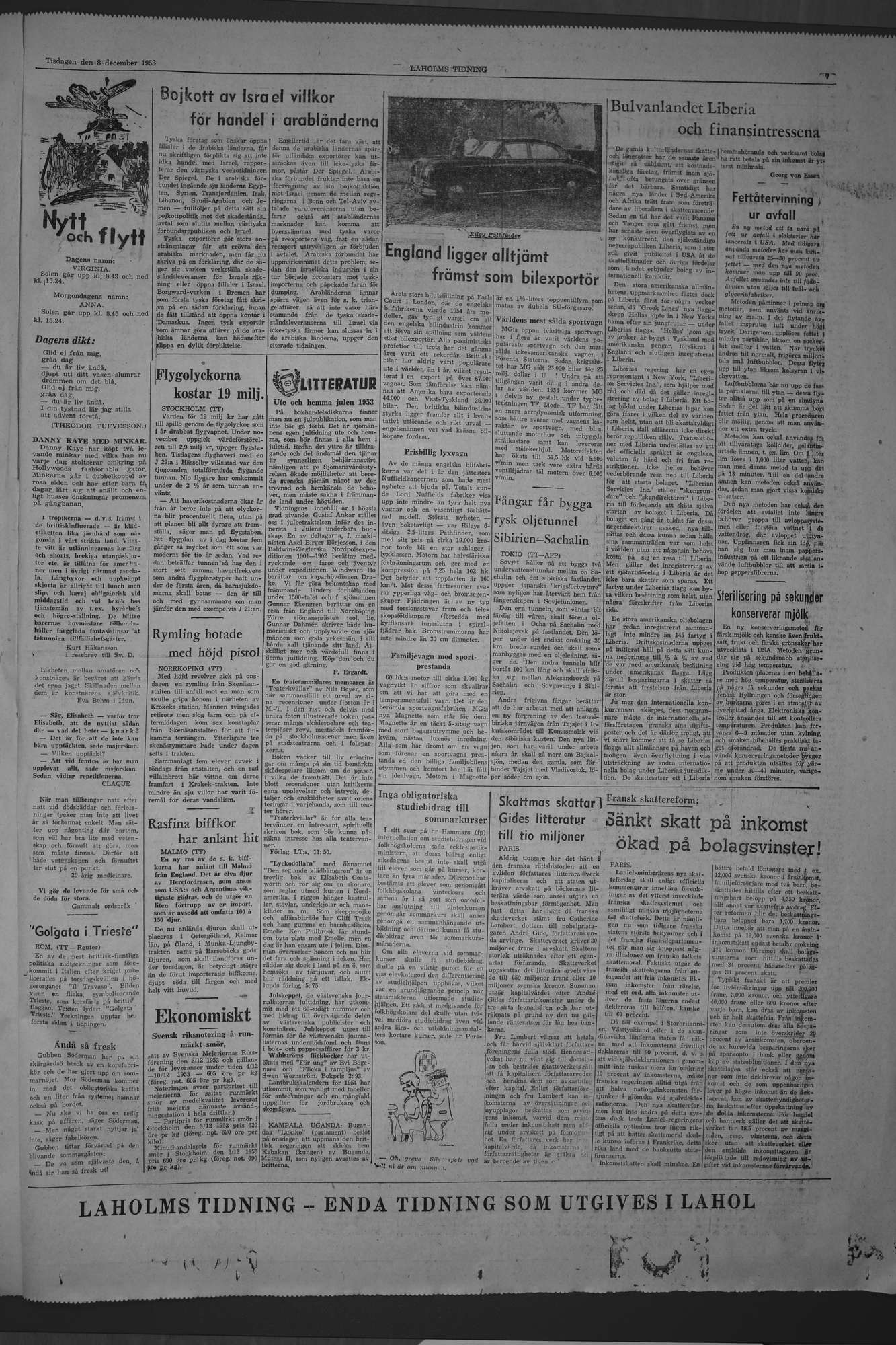Laholms Tidning Tisdag 8 december 1953, sida 7