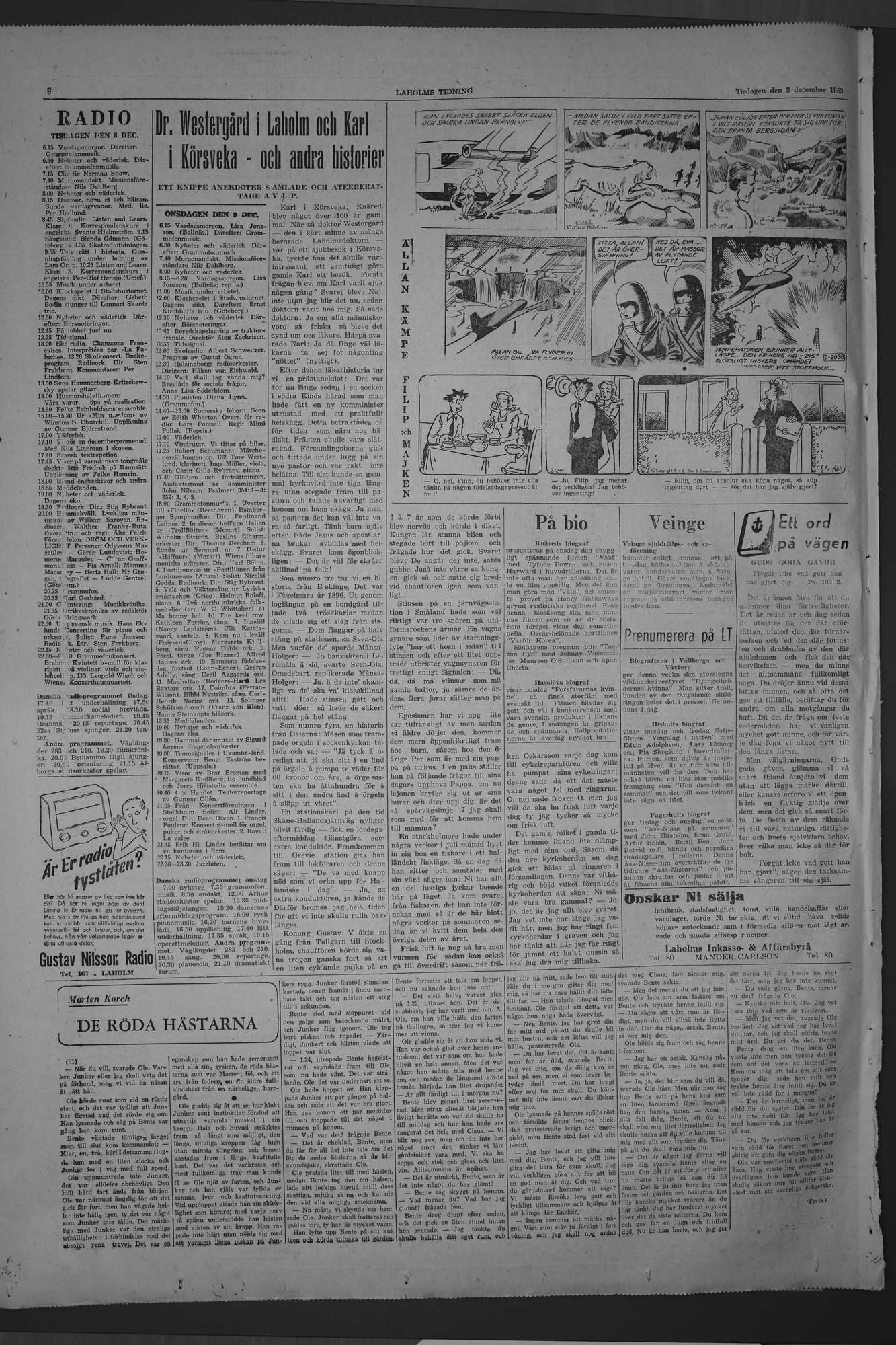 Laholms Tidning Tisdag 8 december 1953, sida 8