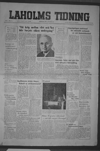 Förstasidan, Torsdag 8 januari 1953