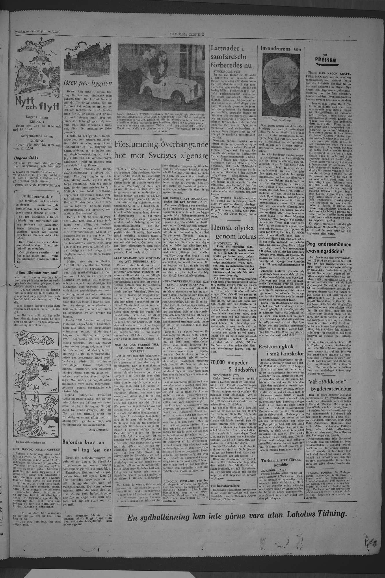 Laholms Tidning Torsdag 8 januari 1953, sida 5