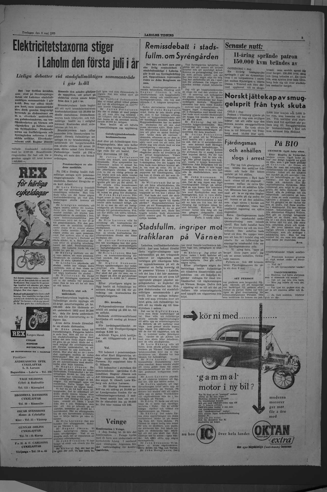 Laholms Tidning Fredag 8 maj 1953, sida 3