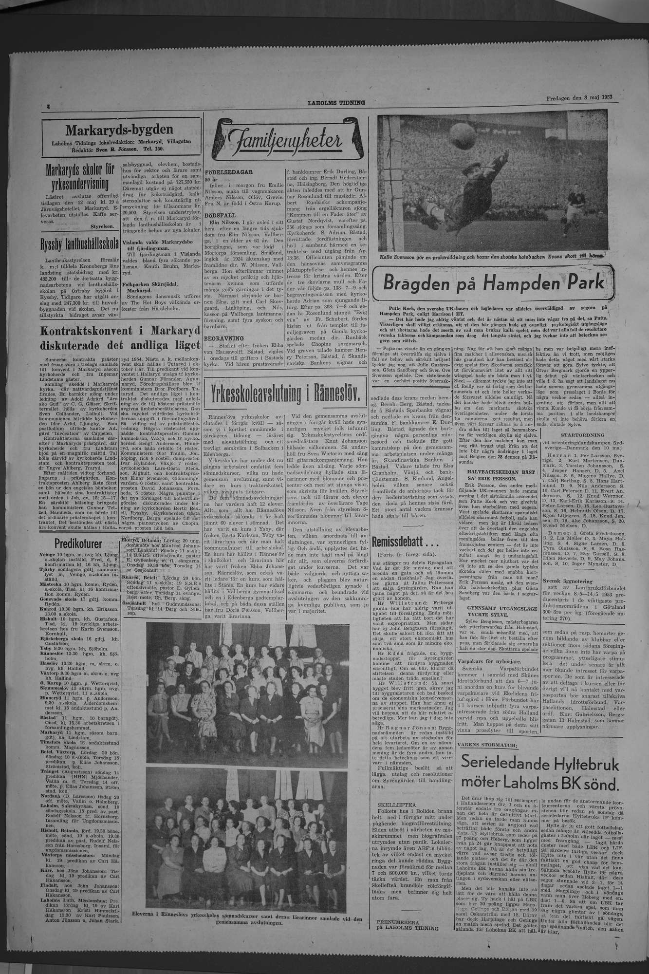 Laholms Tidning Fredag 8 maj 1953, sida 4