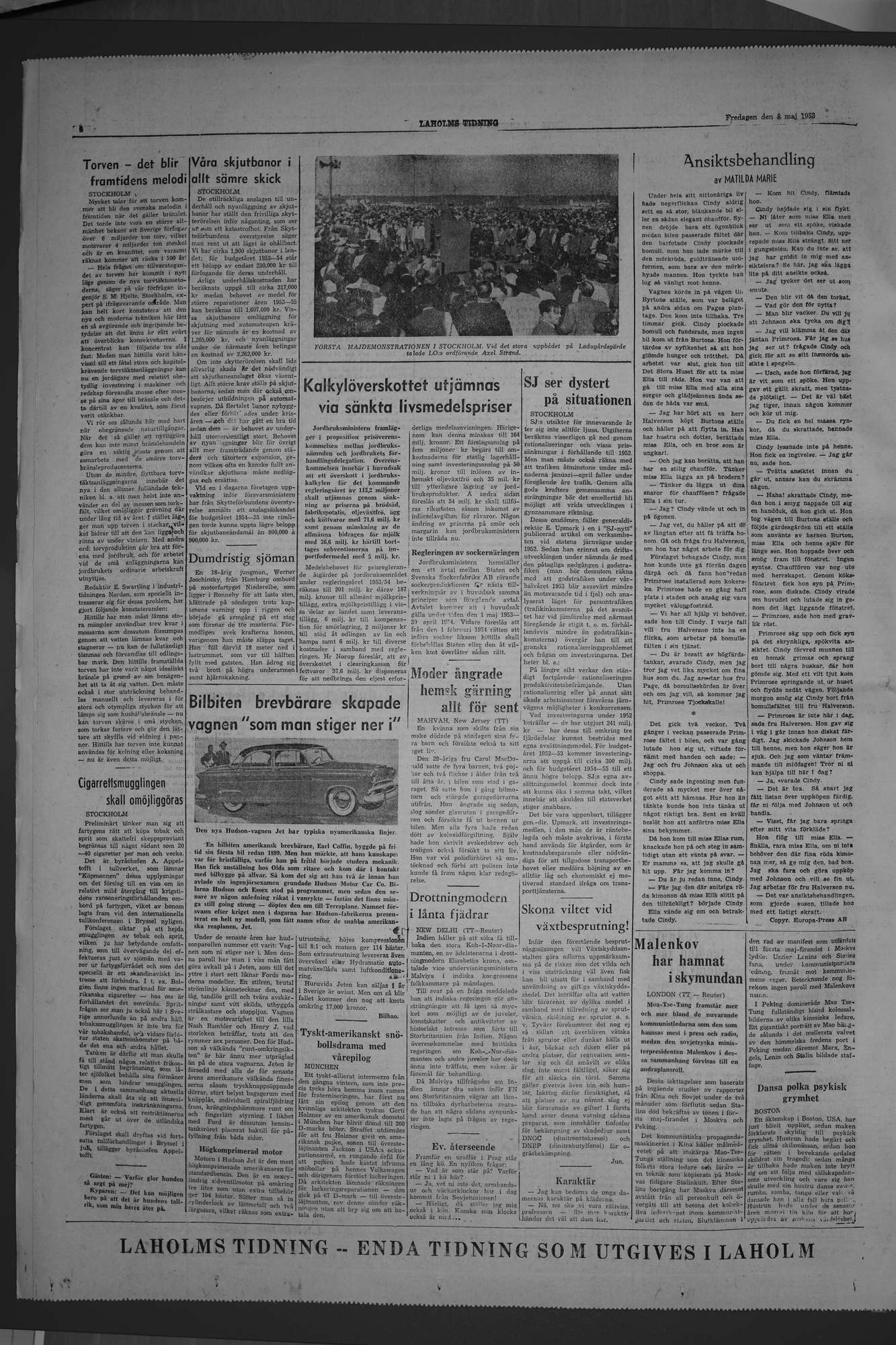 Laholms Tidning Fredag 8 maj 1953, sida 6