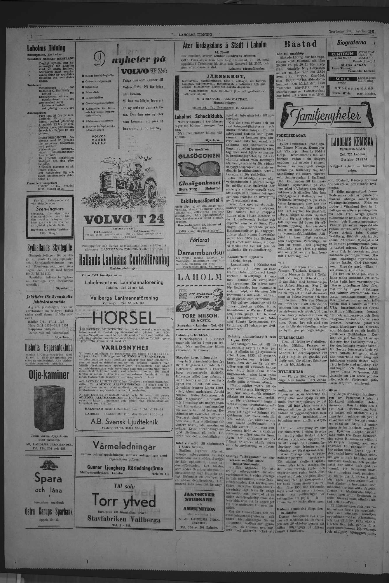 Laholms Tidning Torsdag 8 oktober 1953, sida 2