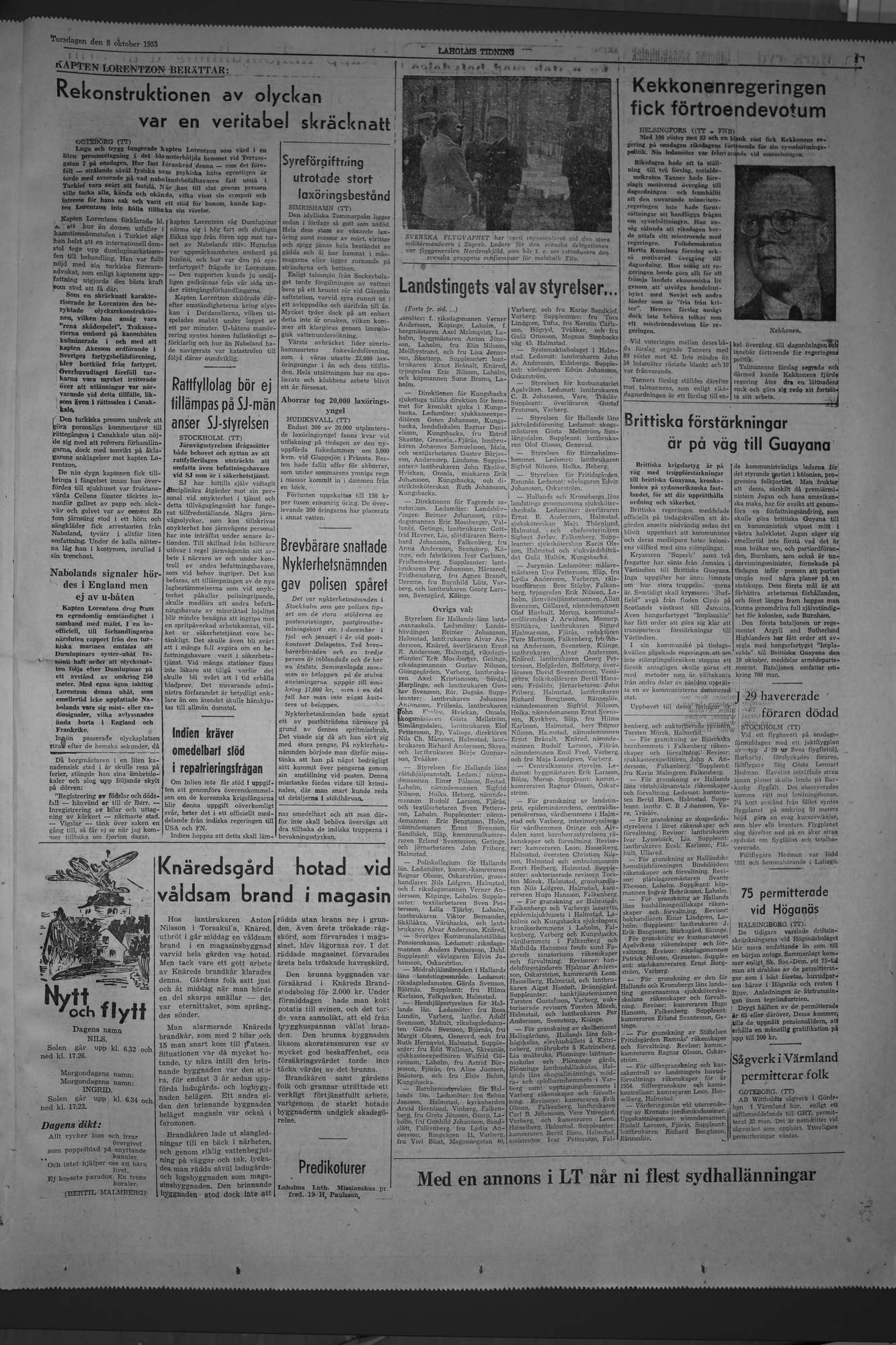 Laholms Tidning Torsdag 8 oktober 1953, sida 5