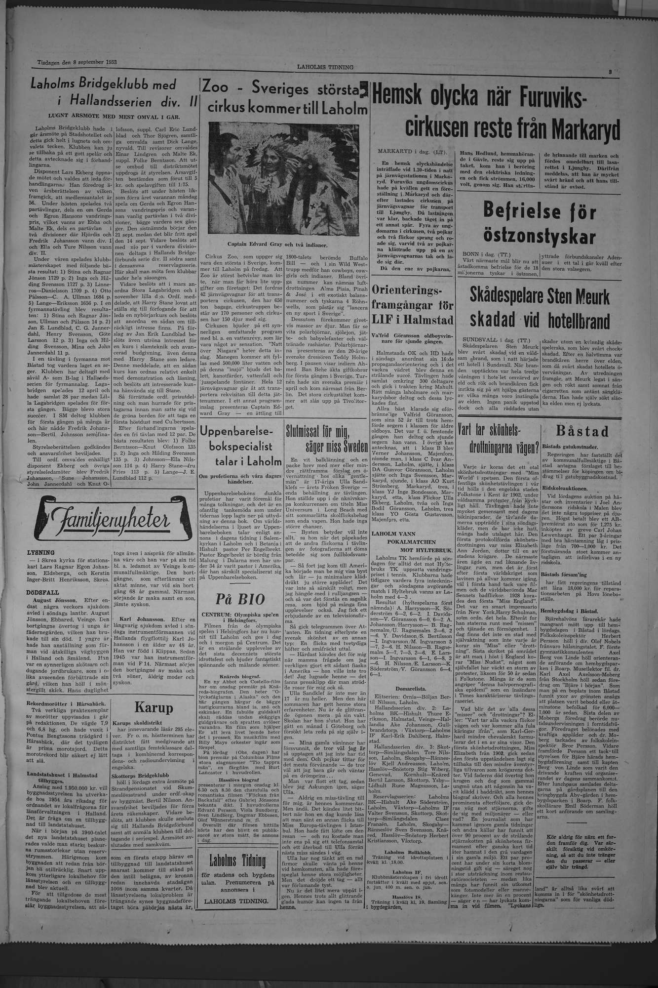 Laholms Tidning Tisdag 8 september 1953, sida 3